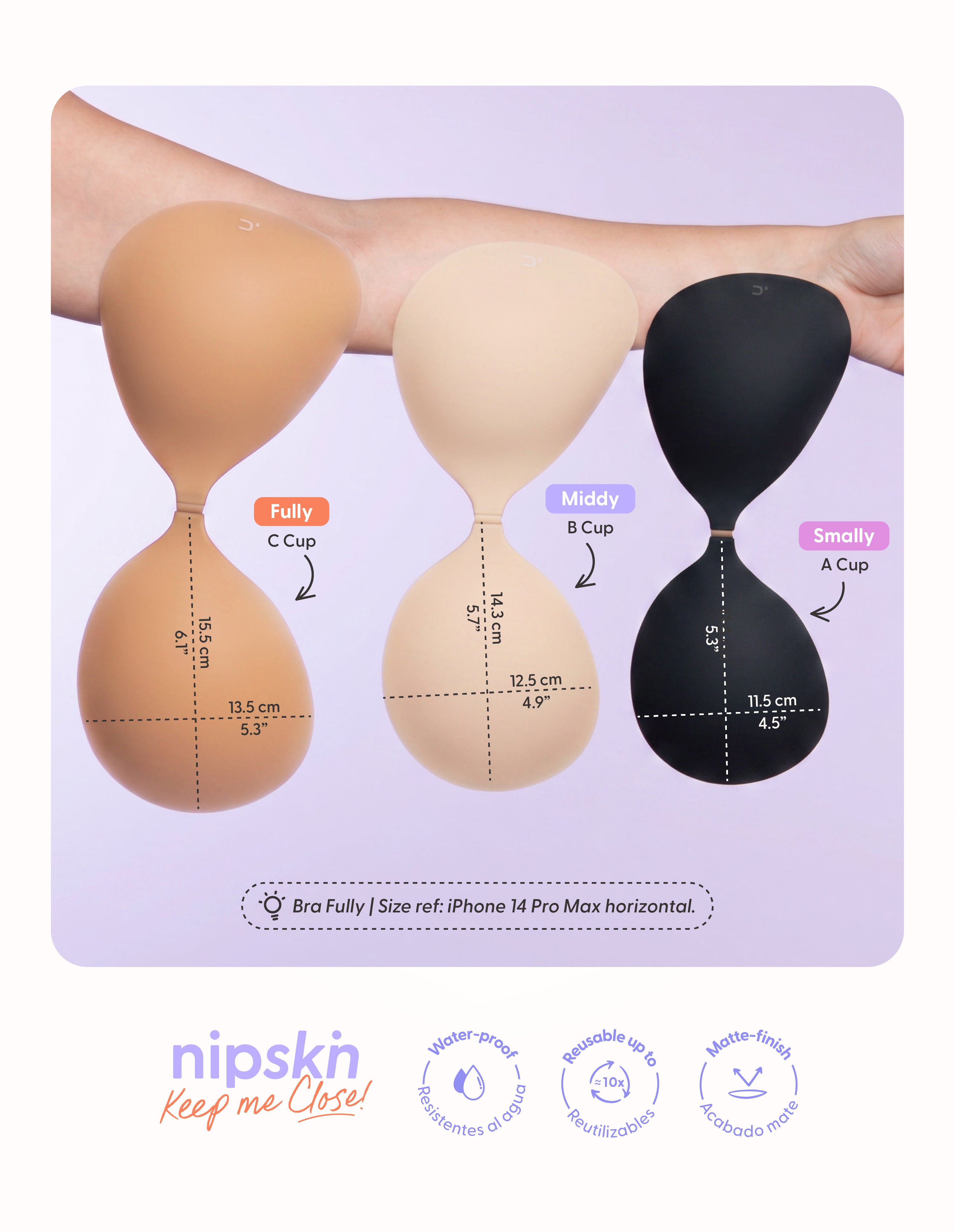 Kit Brasier Adhesivo + Cubre Pezón de Silicona (Talla PLUS) - Nipskin®