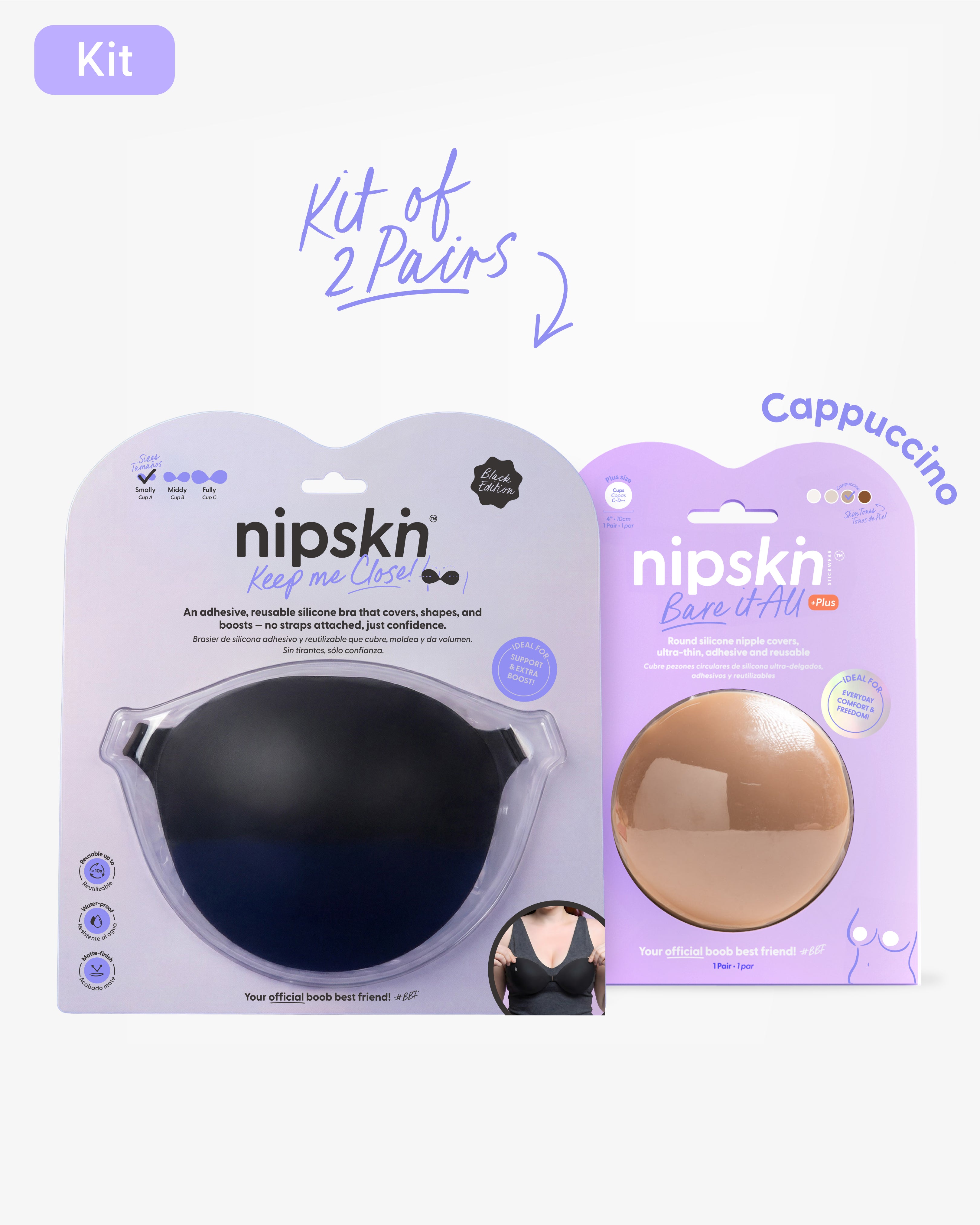 Kit Brasier Adhesivo + Cubre Pezón de Silicona (Talla PLUS) - Nipskin®