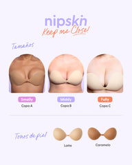 Kit Brasier Adhesivo + Cubre Pezón de Silicona (Talla M) - Nipskin®