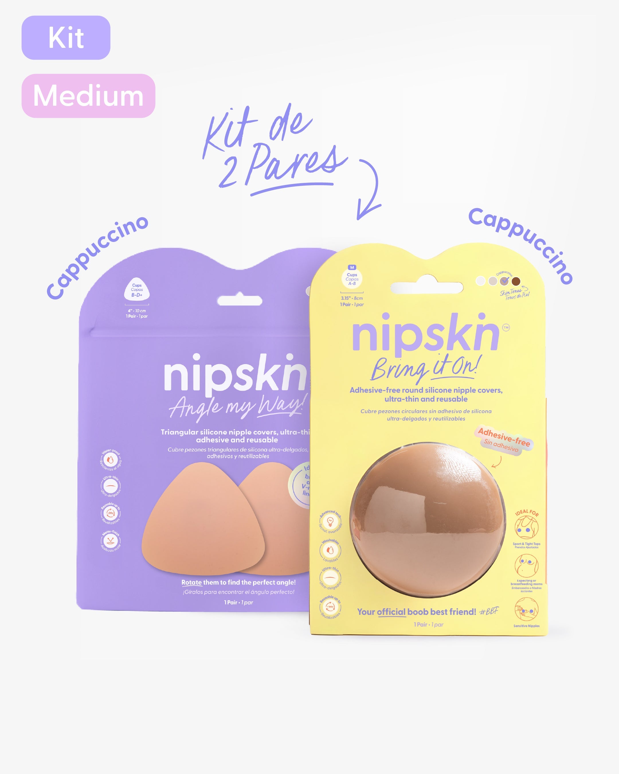 Kit Cubre pezones Sin Adhesivo + Triangular | Nipskin®
