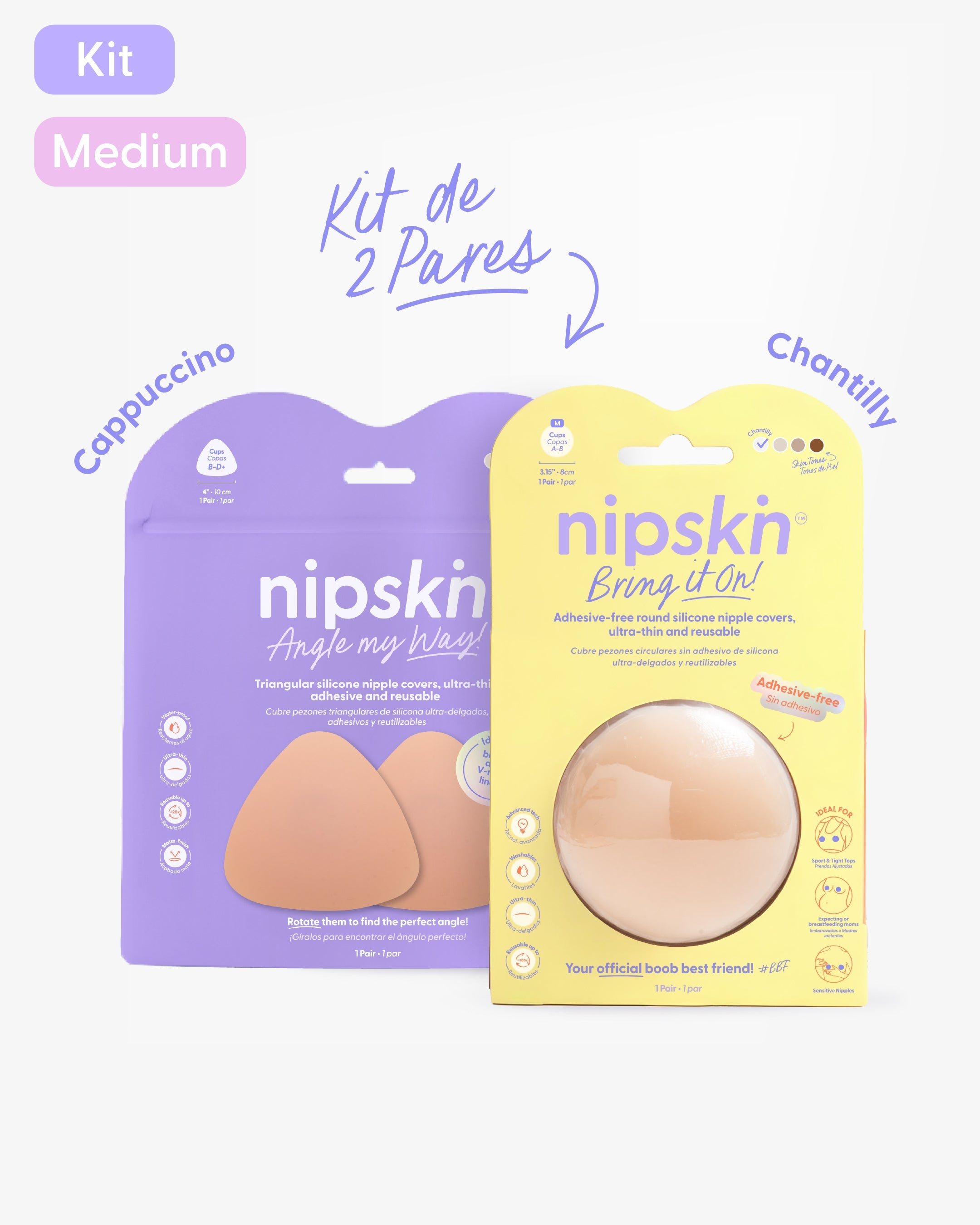 Kit Cubre pezones Sin Adhesivo + Triangular | Nipskin®