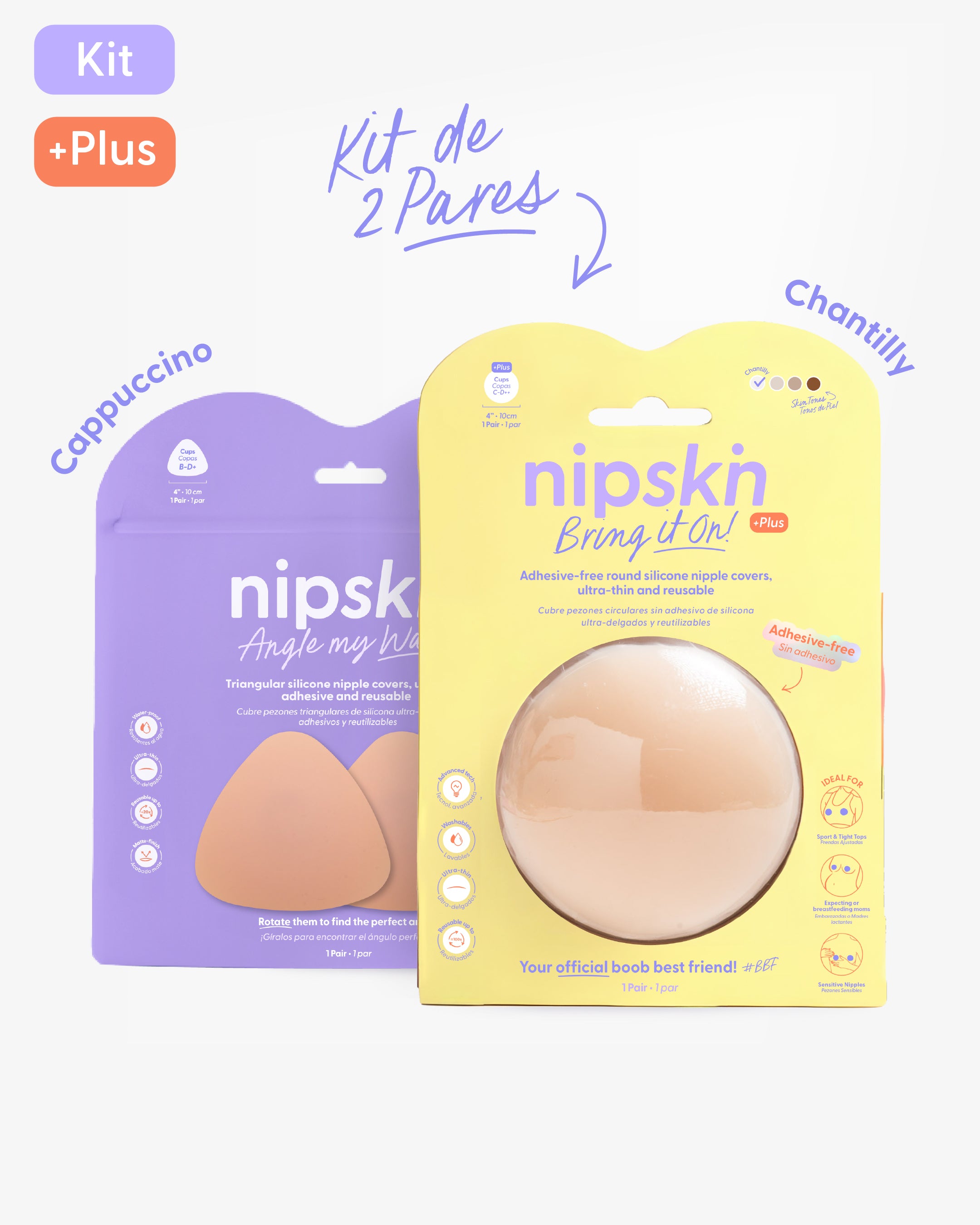 Kit Cubre pezones  Sin Adhesivo + Triangular | Nipskin®