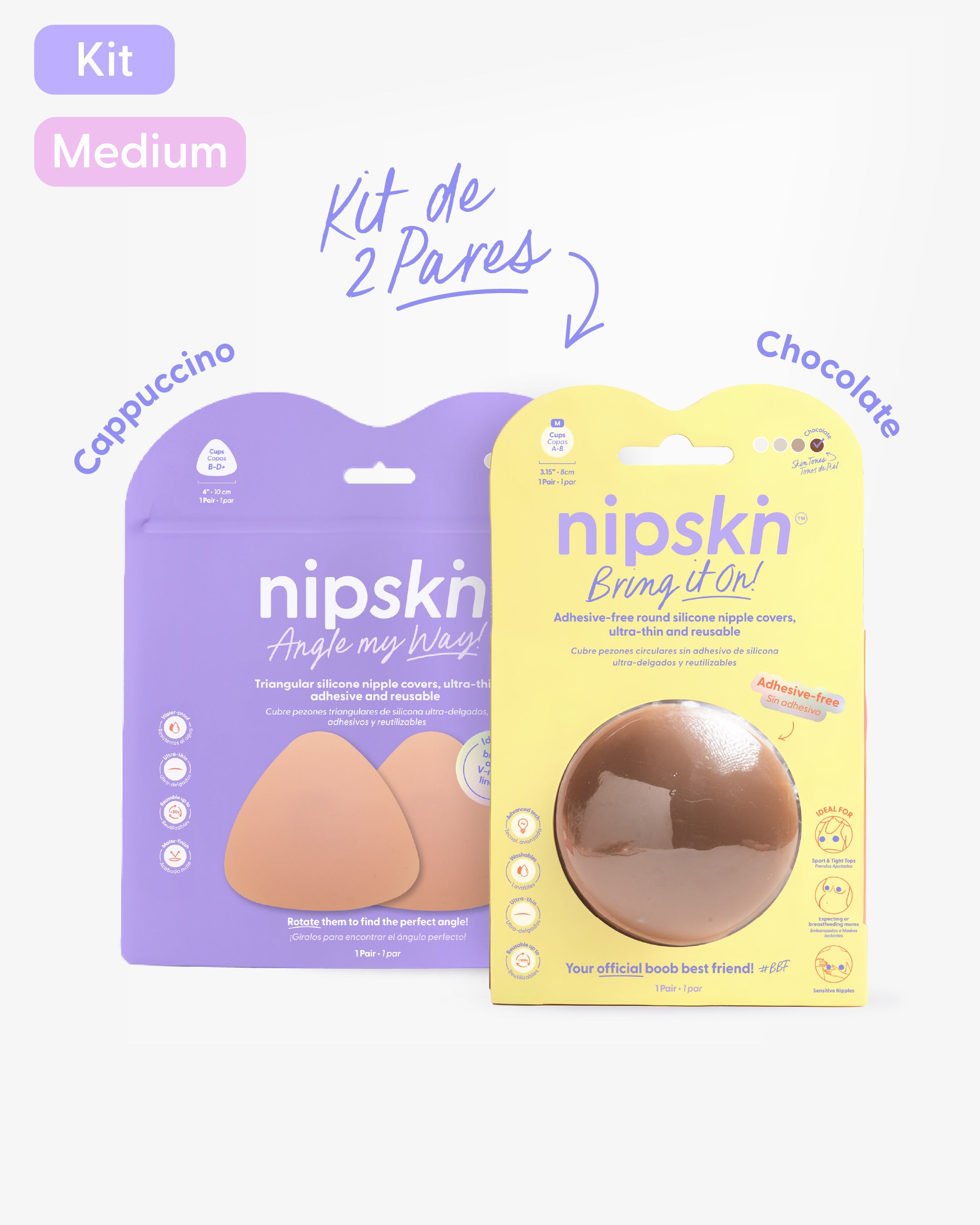Kit Cubre pezones  Sin Adhesivo + Triangular | Nipskin®