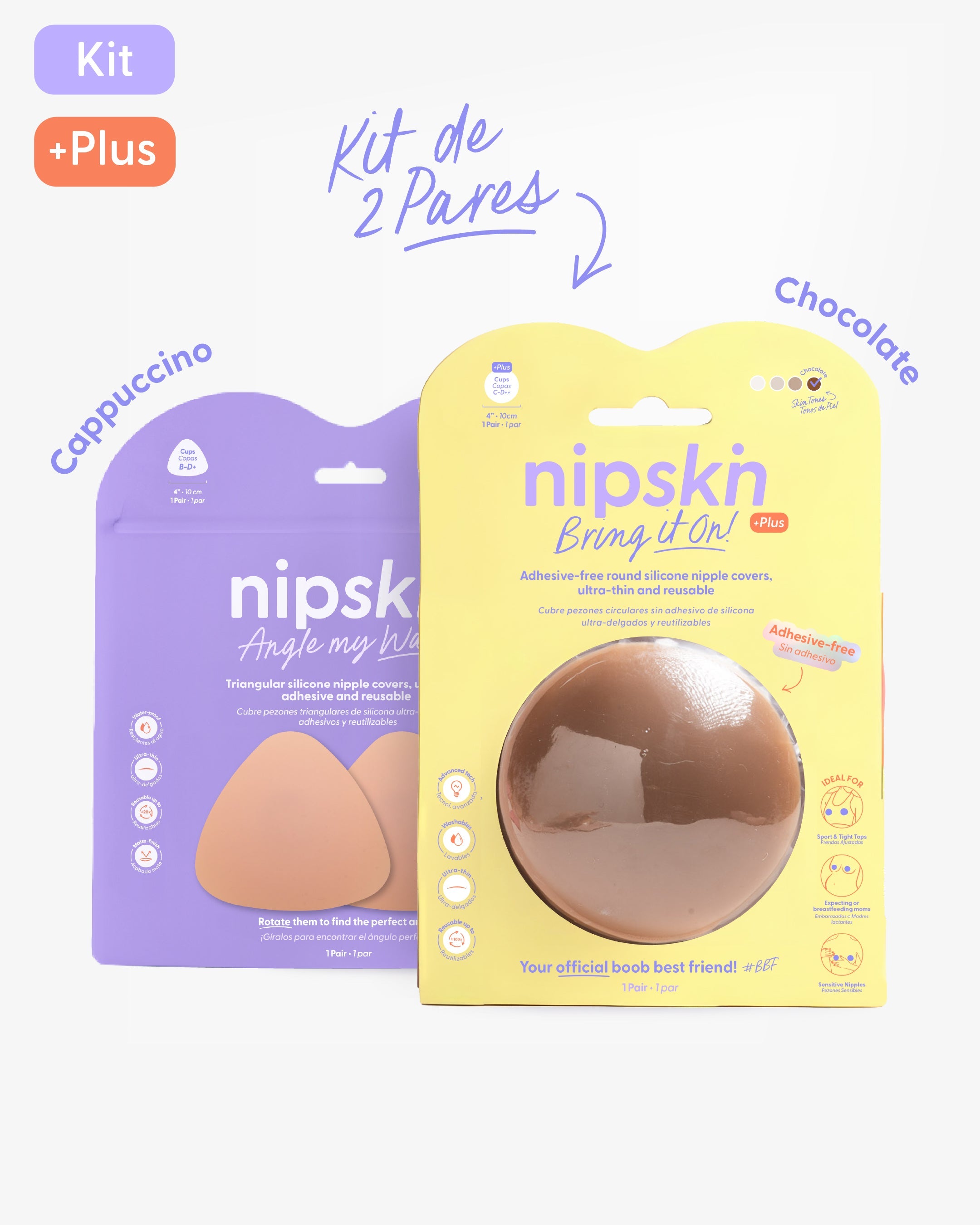 Kit Cubre pezones Sin Adhesivo + Triangular | Nipskin®