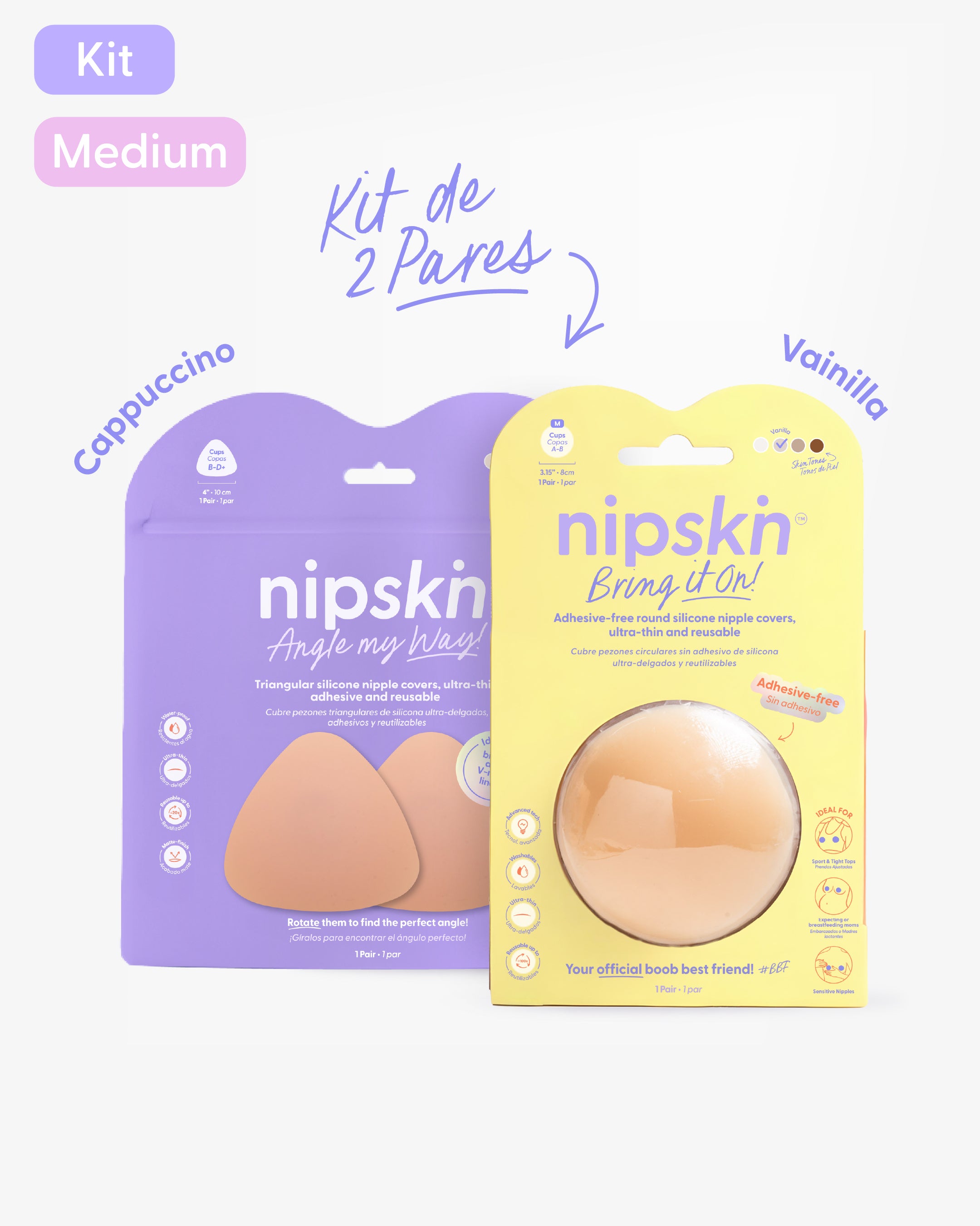 Kit Cubre pezones  Sin Adhesivo + Triangular | Nipskin®