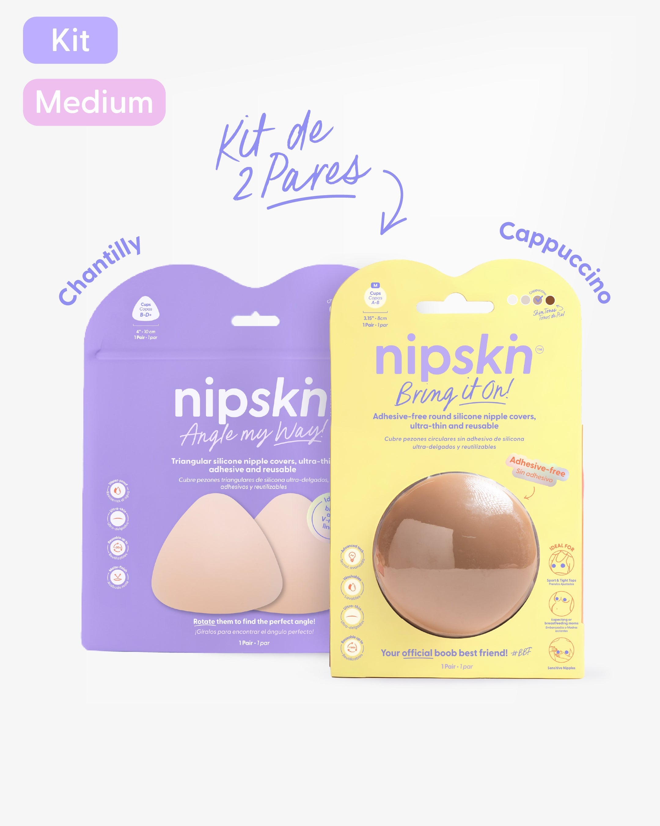 Kit Cubre pezones Sin Adhesivo + Triangular | Nipskin®