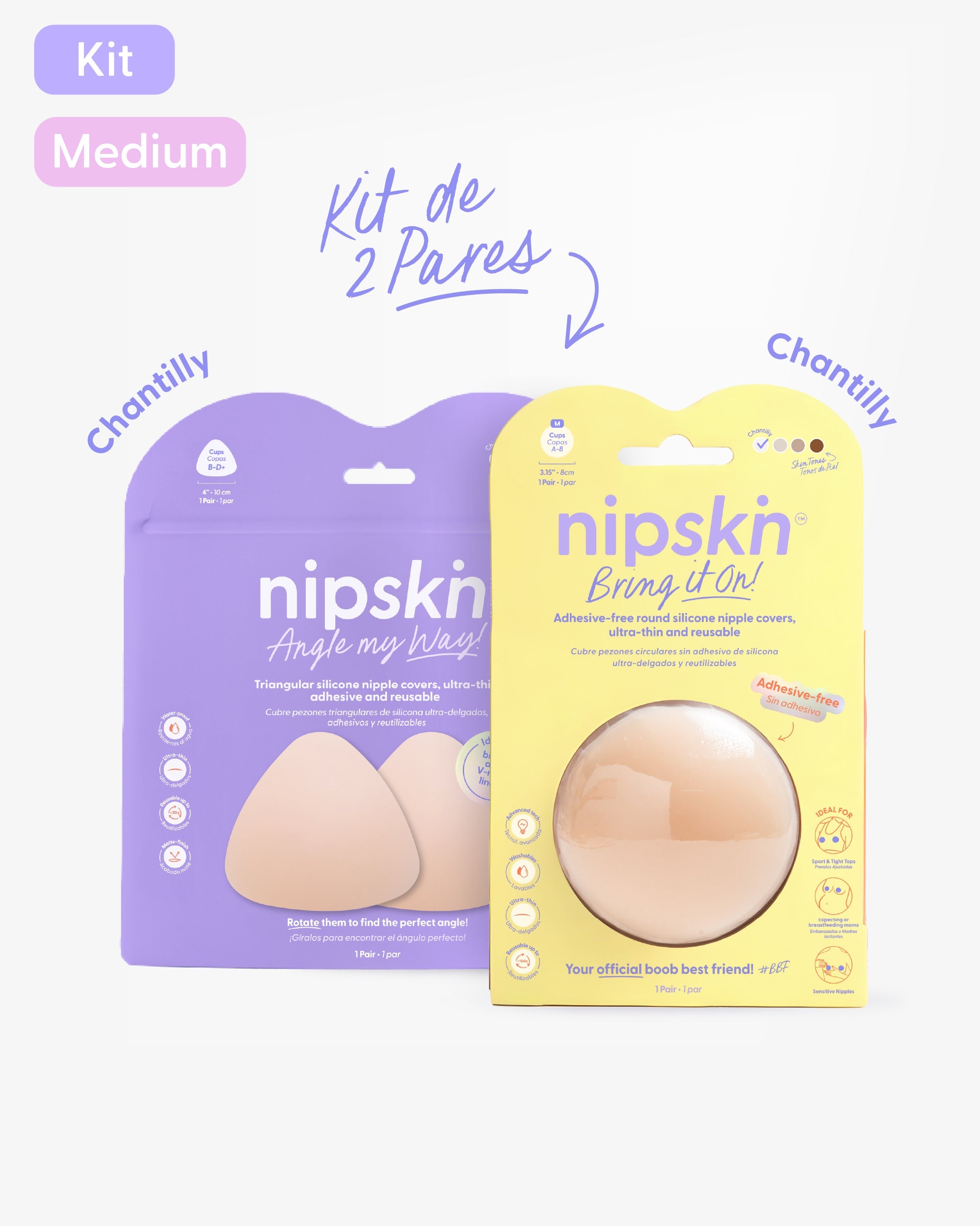 Kit Cubre pezones Sin Adhesivo + Triangular | Nipskin®