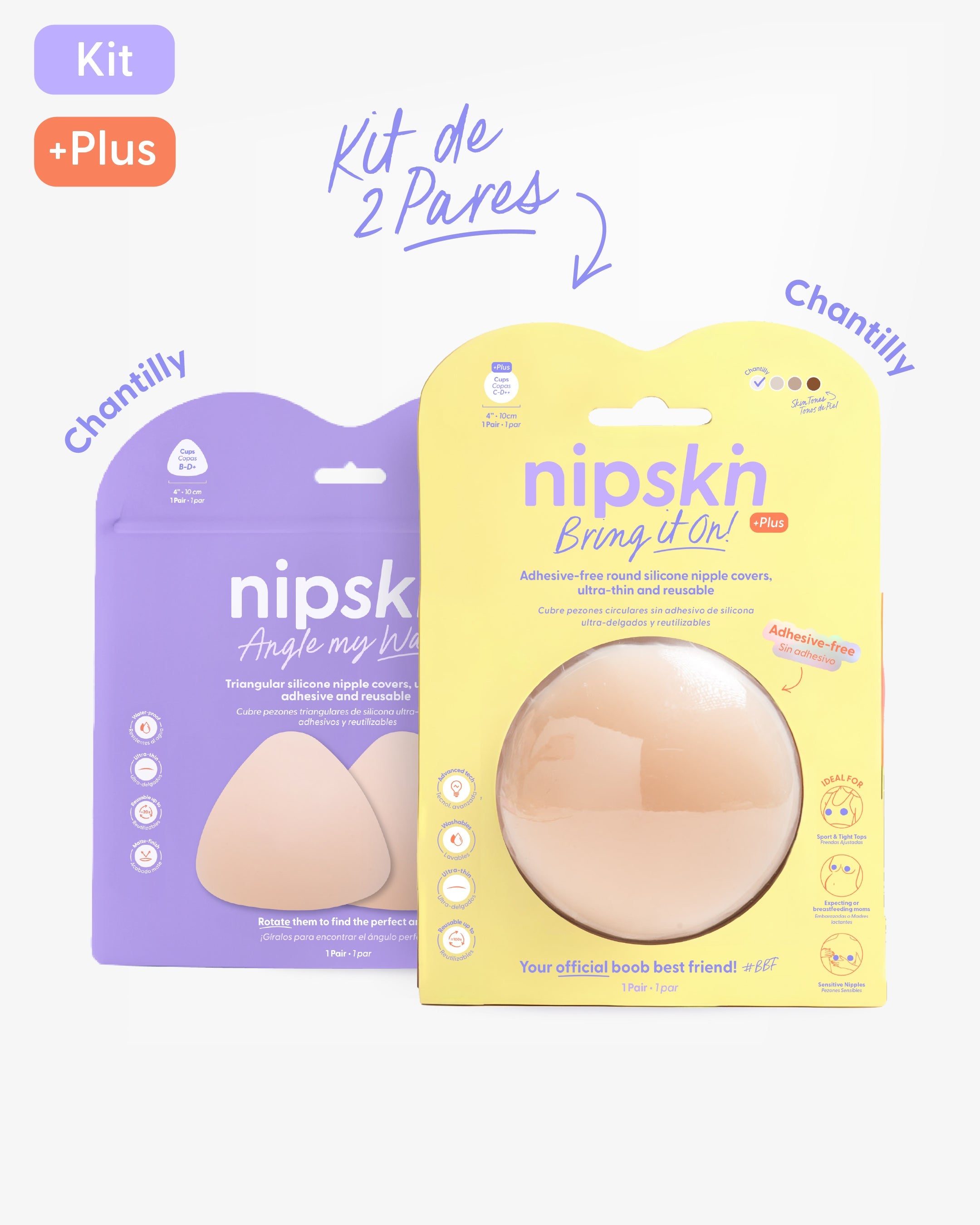 Kit Cubre pezones Sin Adhesivo + Triangular | Nipskin®