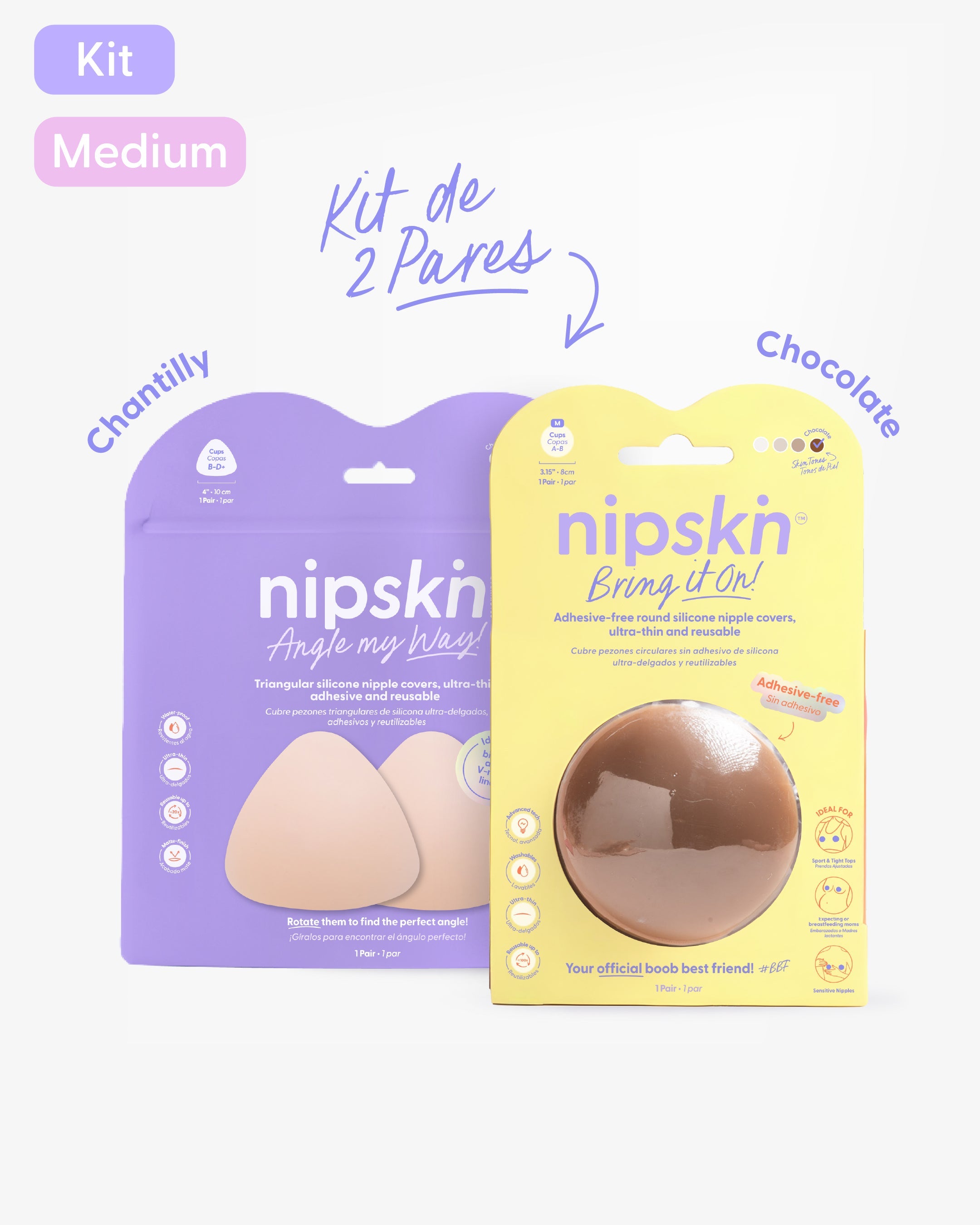 Kit Cubre pezones Sin Adhesivo + Triangular | Nipskin®