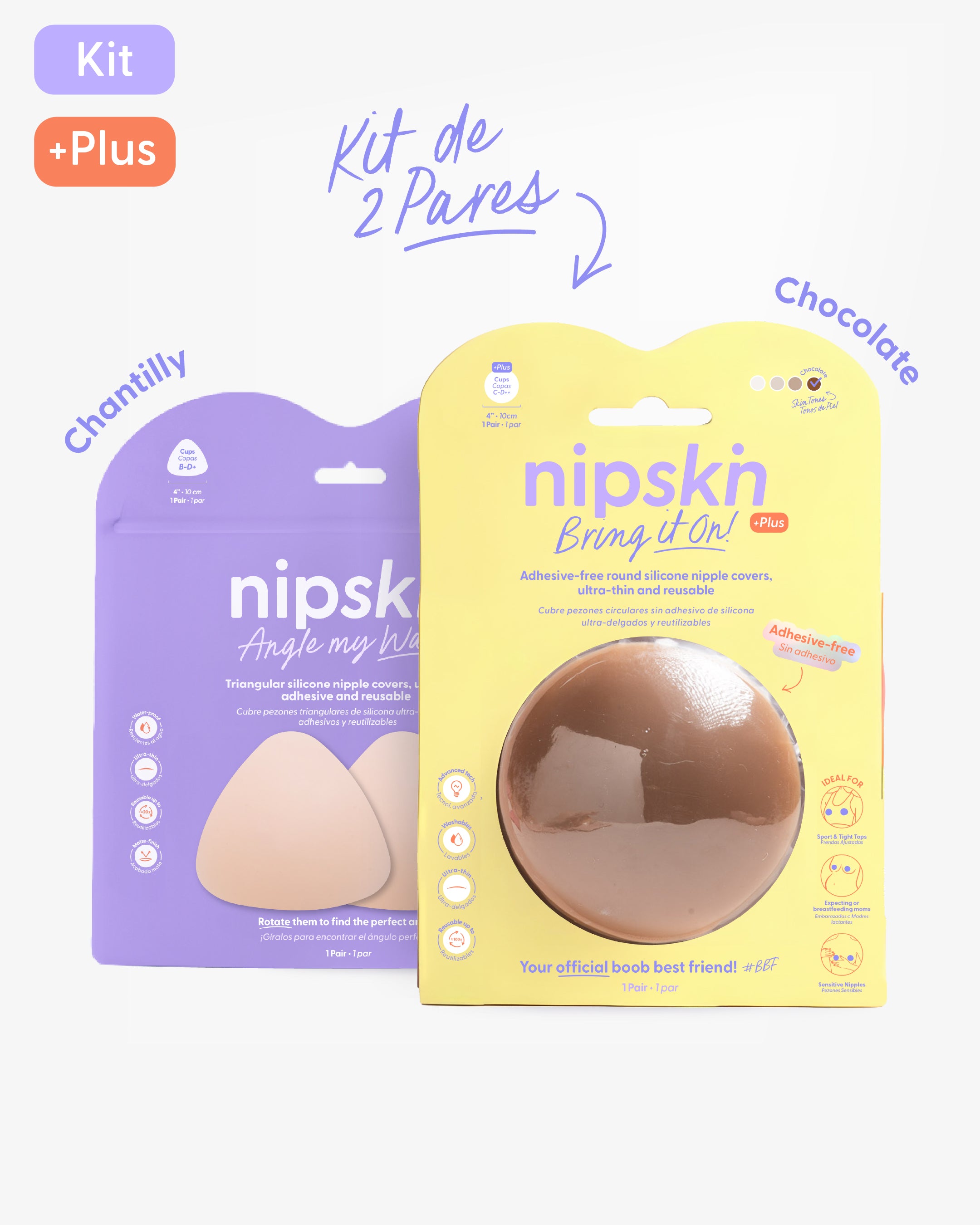 Kit Cubre pezones  Sin Adhesivo + Triangular | Nipskin®