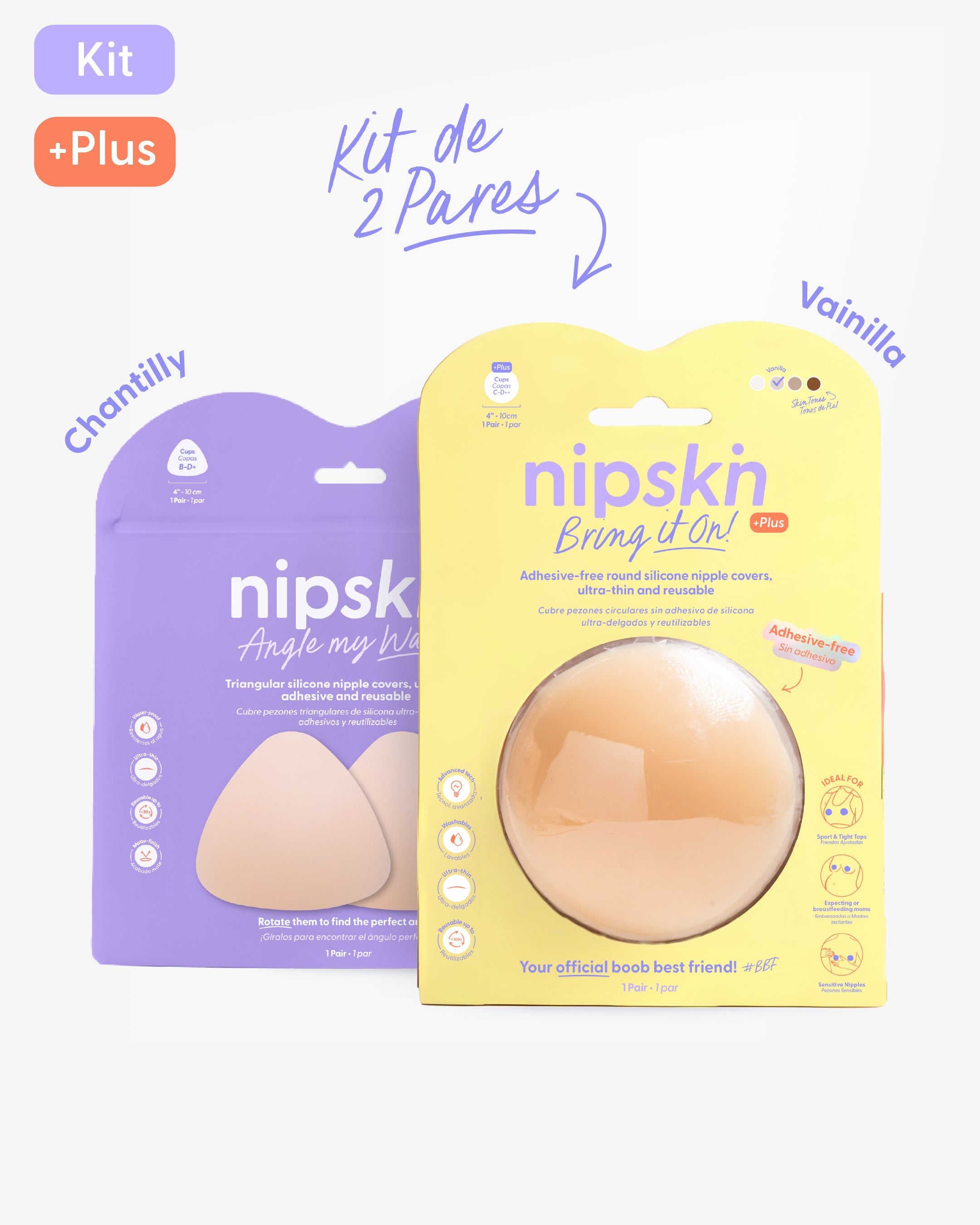 Kit Cubre pezones  Sin Adhesivo + Triangular | Nipskin®
