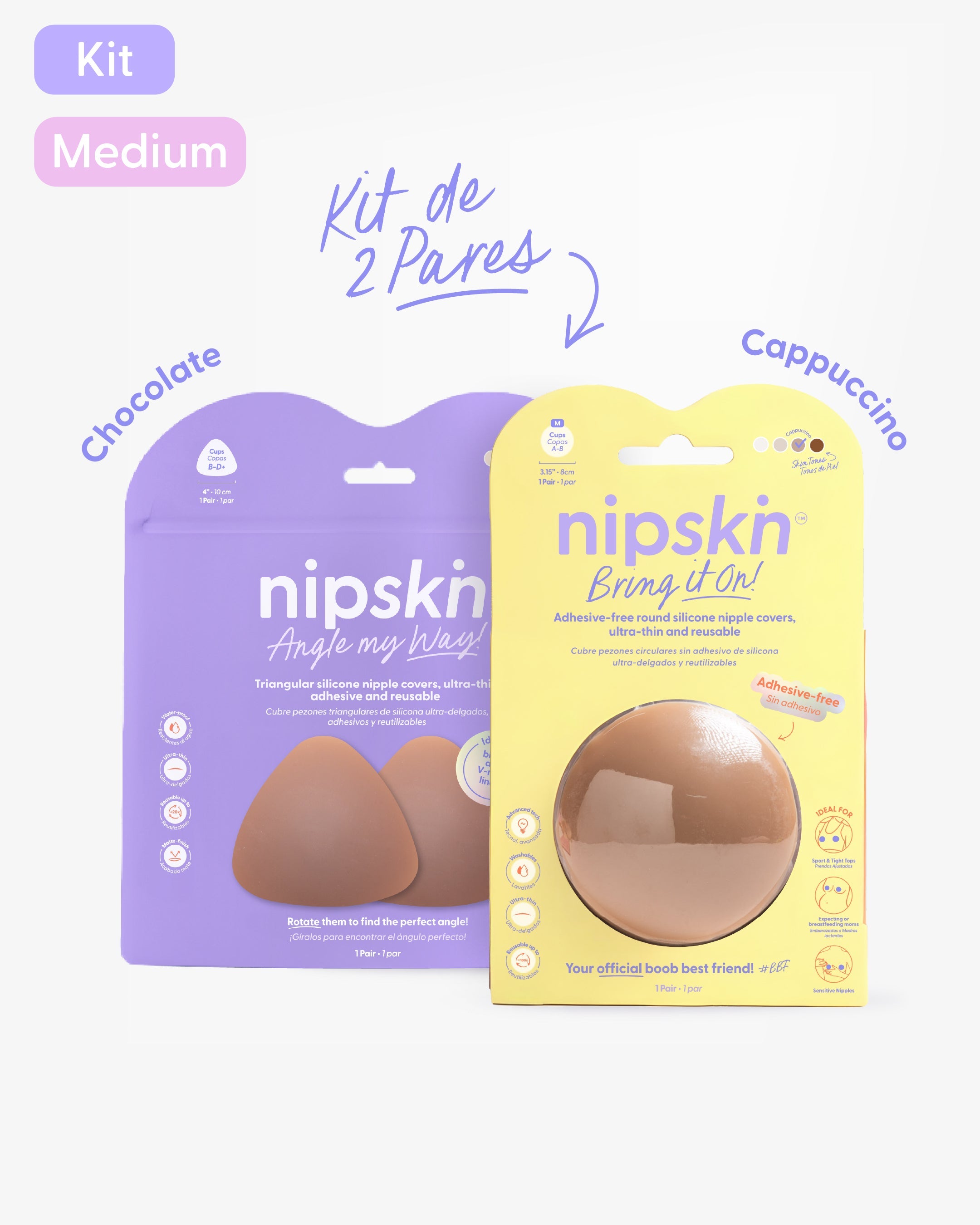 Kit Cubre pezones Sin Adhesivo + Triangular | Nipskin®