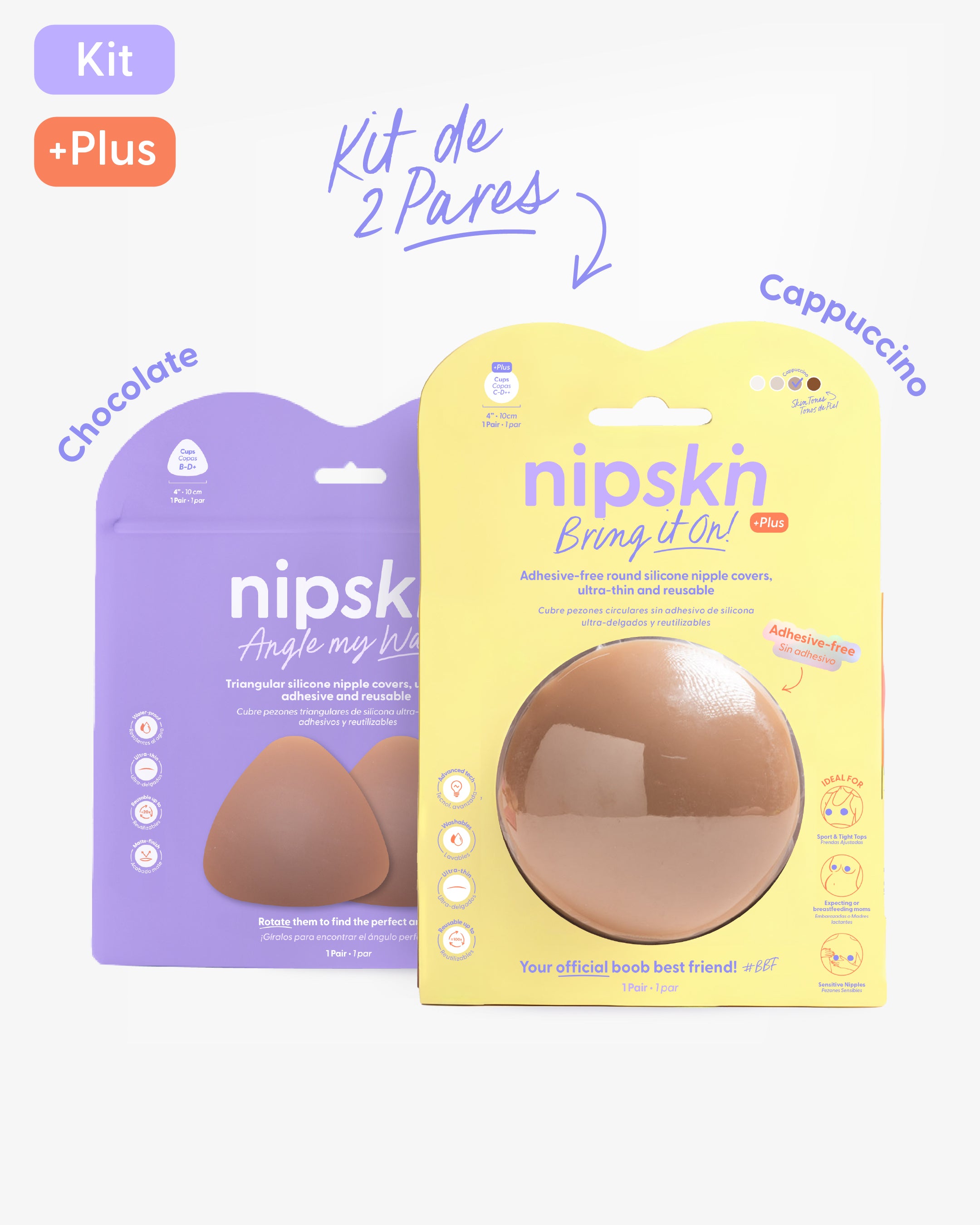 Kit Cubre pezones  Sin Adhesivo + Triangular | Nipskin®
