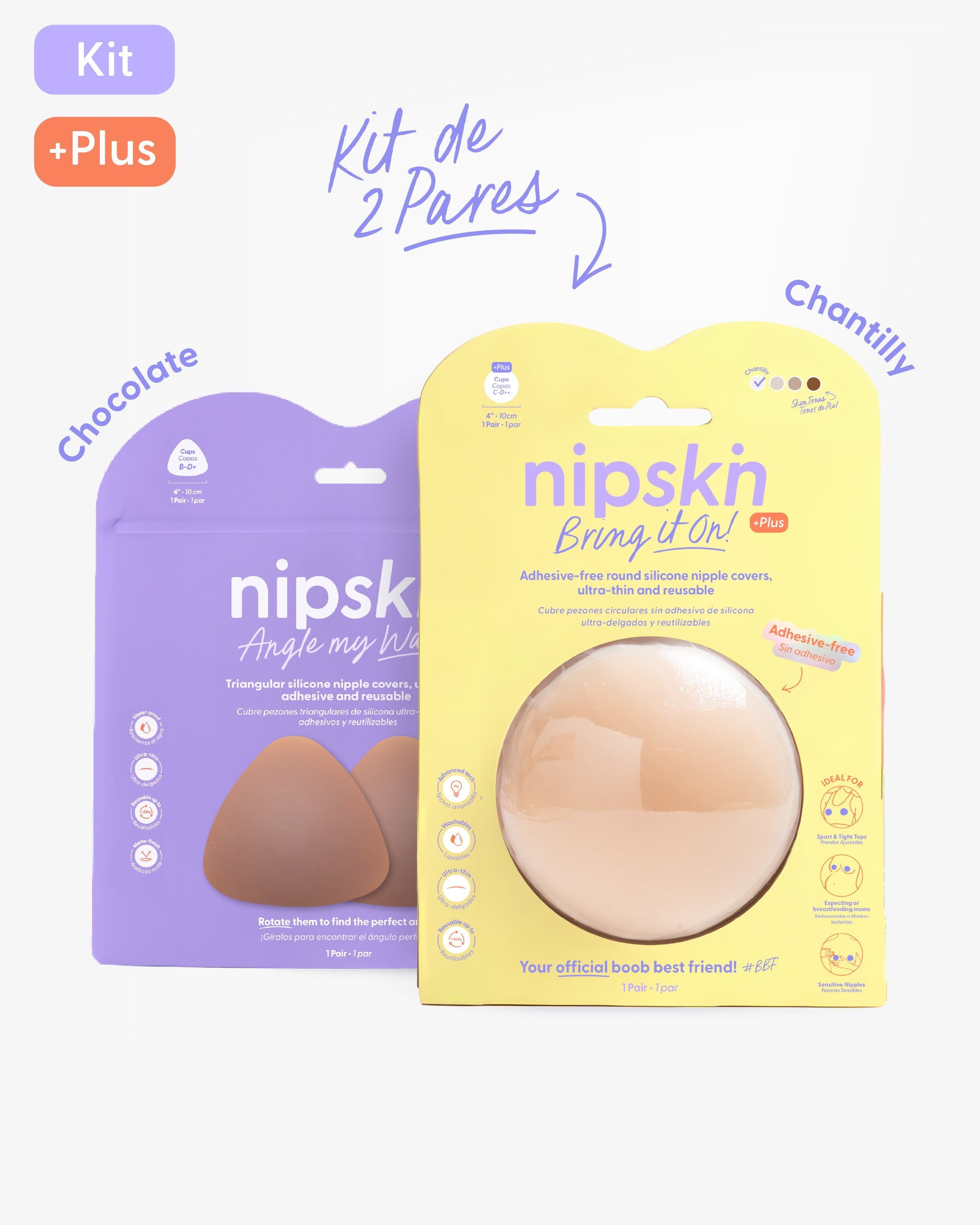 Kit Cubre pezones Sin Adhesivo + Triangular | Nipskin®