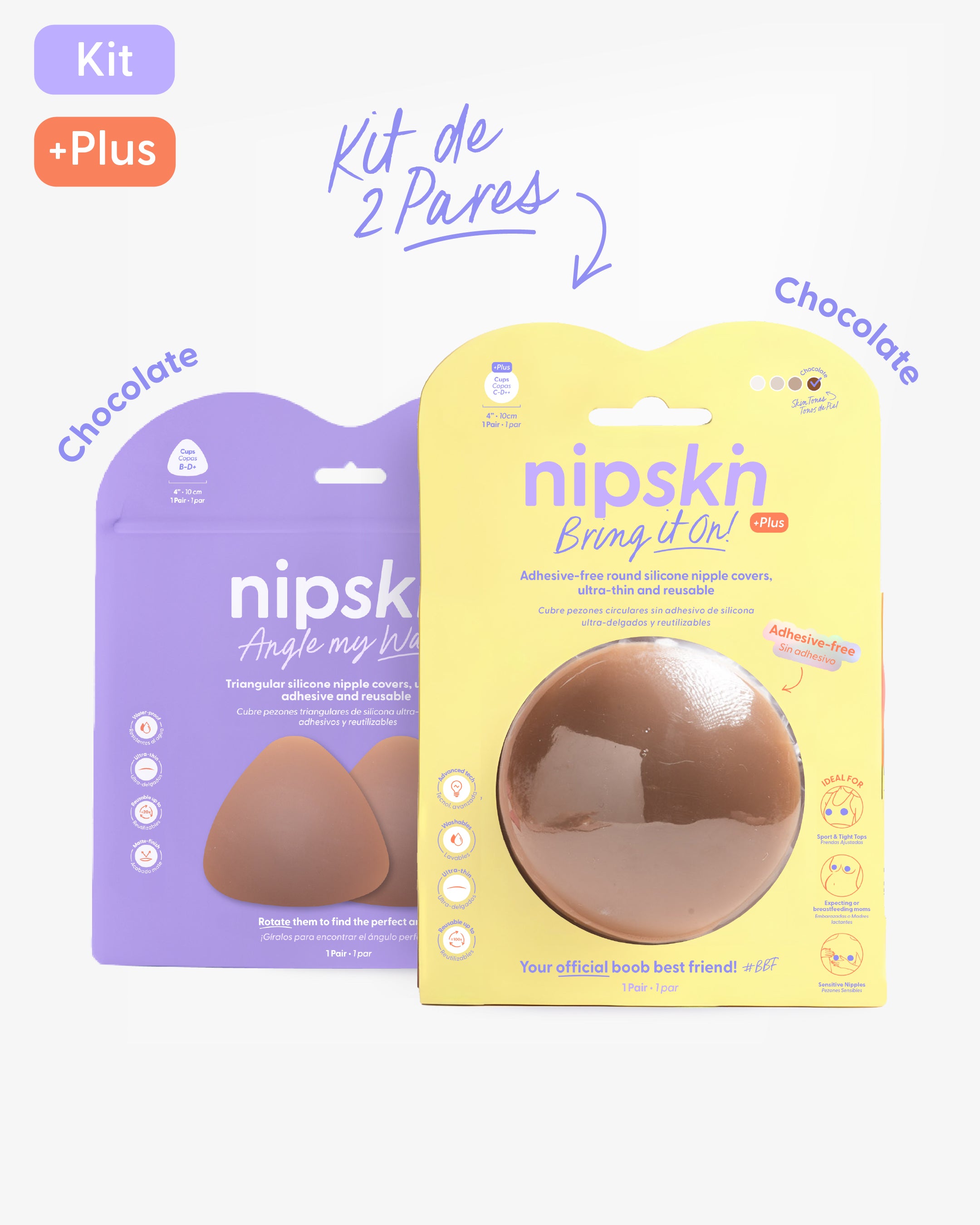 Kit Cubre pezones  Sin Adhesivo + Triangular | Nipskin®