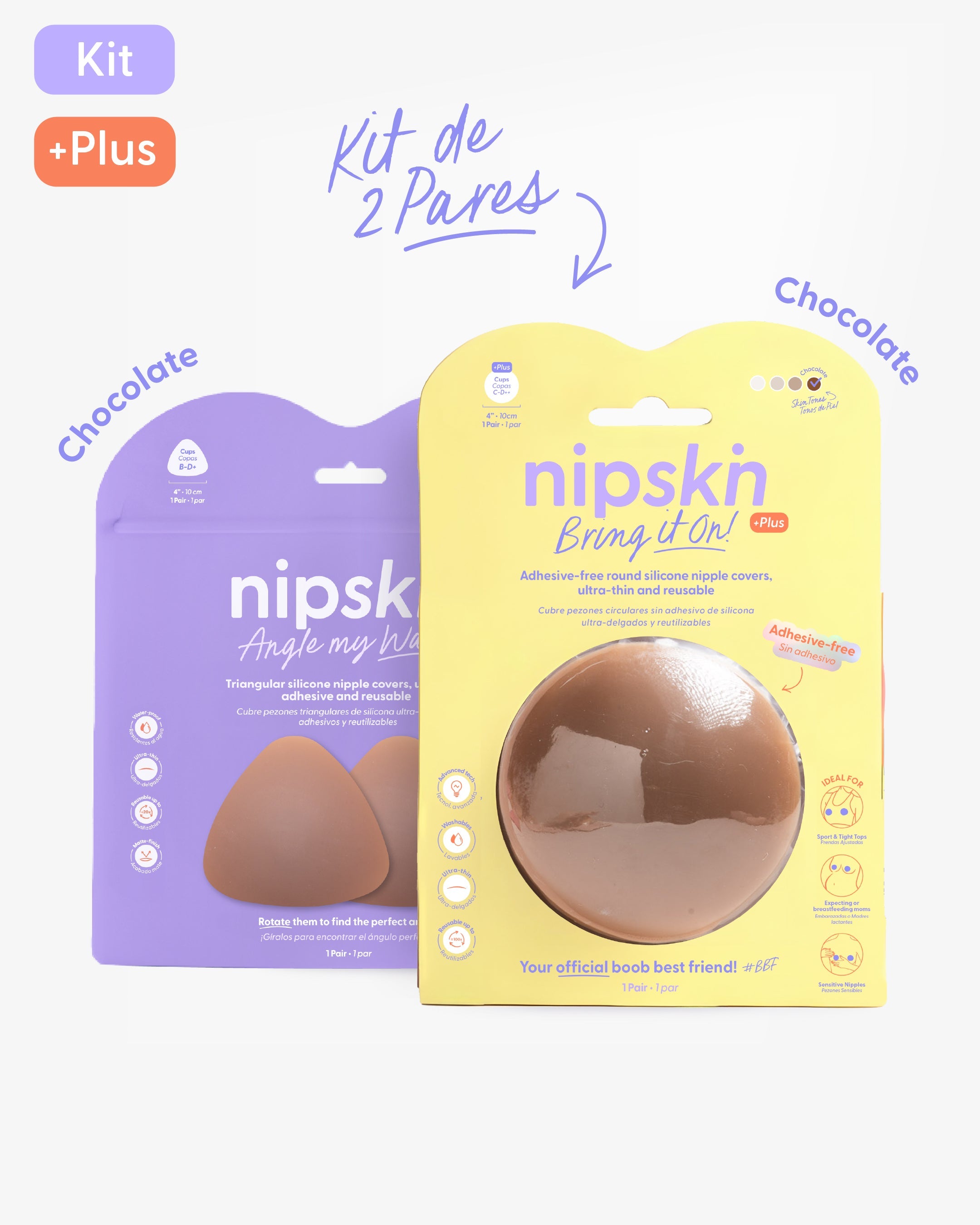 Kit Cubre pezones Sin Adhesivo + Triangular | Nipskin®