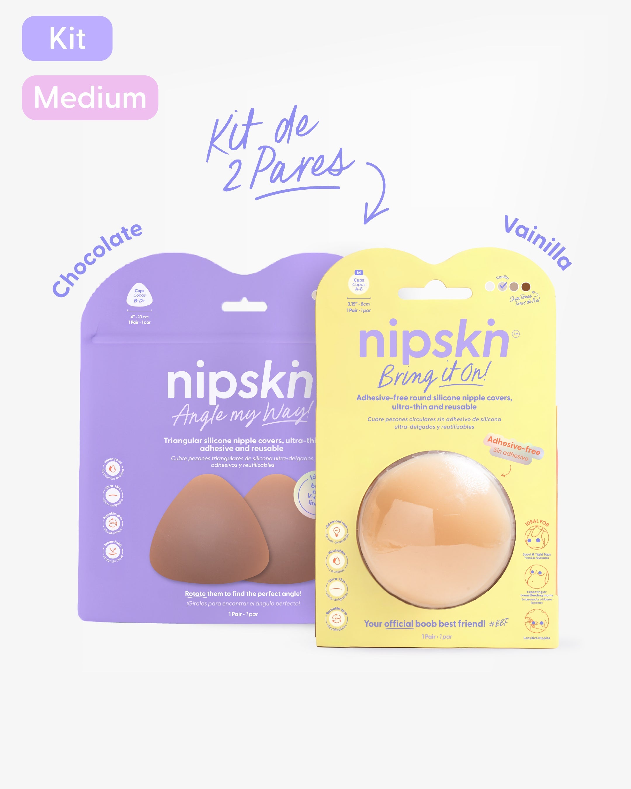 Kit Cubre pezones Sin Adhesivo + Triangular | Nipskin®