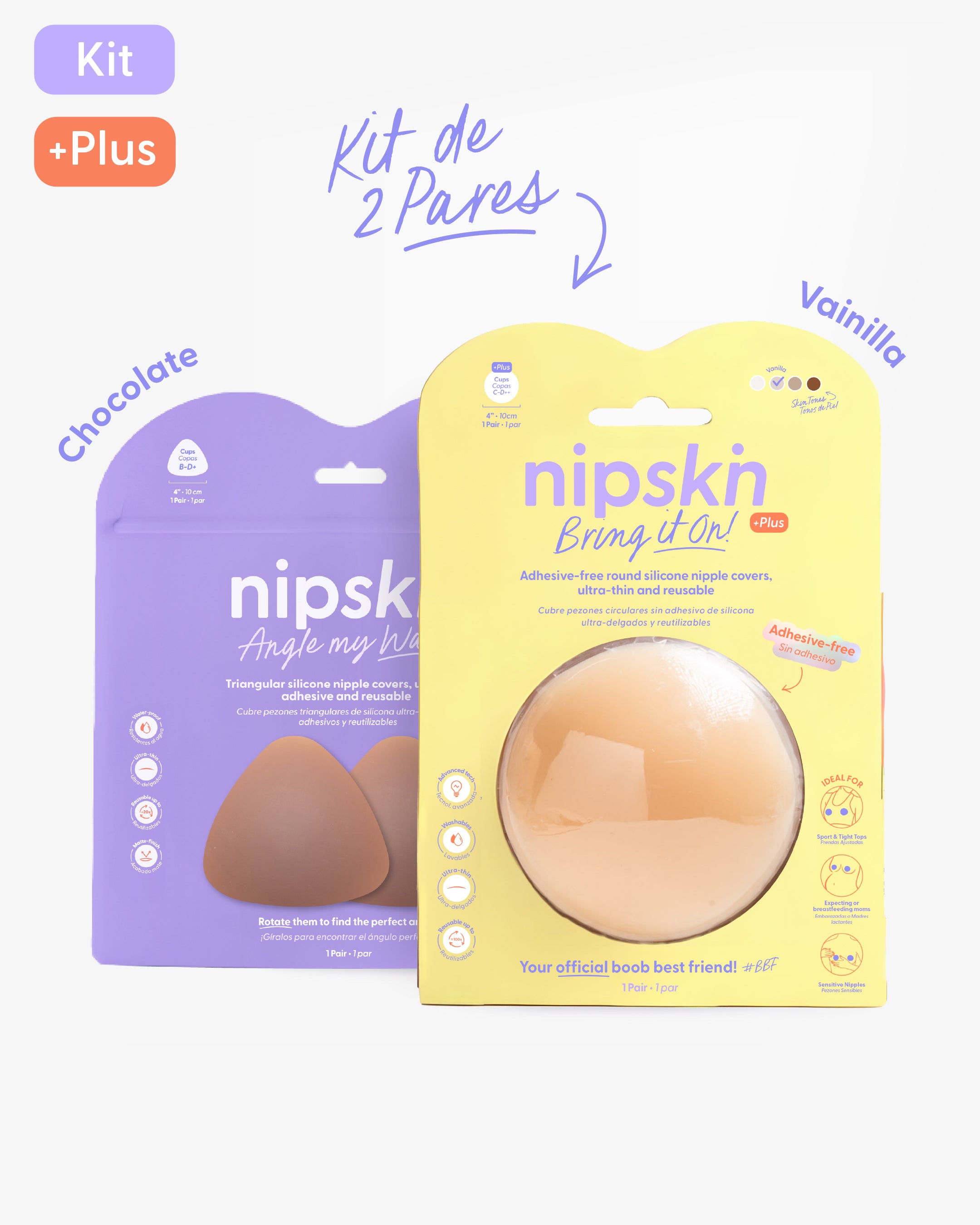 Kit Cubre pezones  Sin Adhesivo + Triangular | Nipskin®