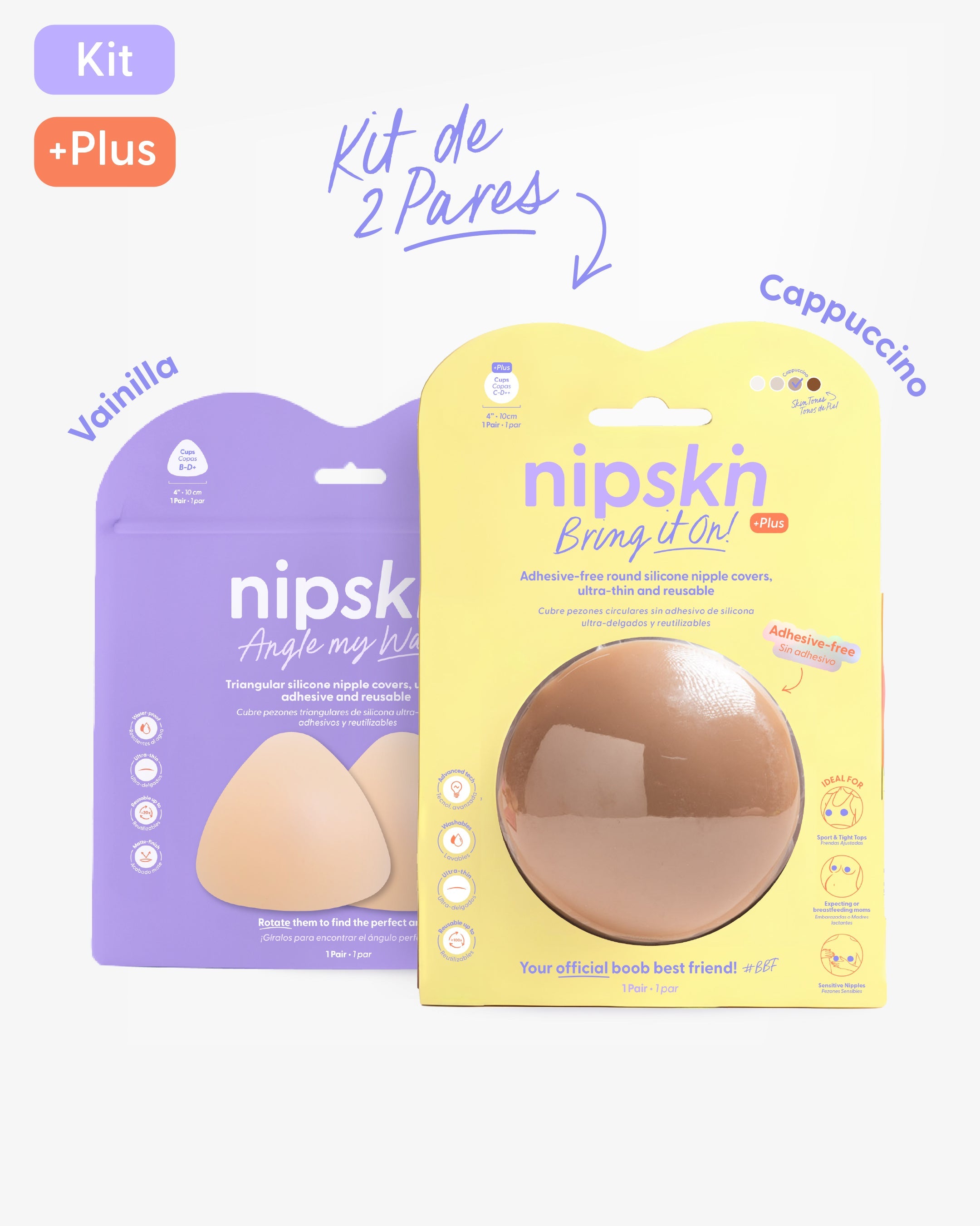 Kit Cubre pezones Sin Adhesivo + Triangular | Nipskin®
