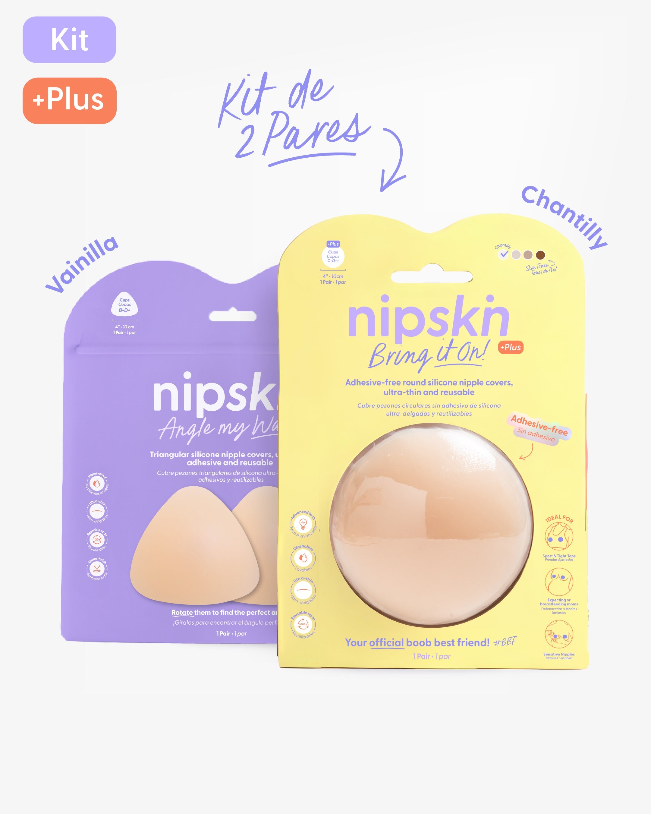 Kit Cubre pezones Sin Adhesivo + Triangular | Nipskin®