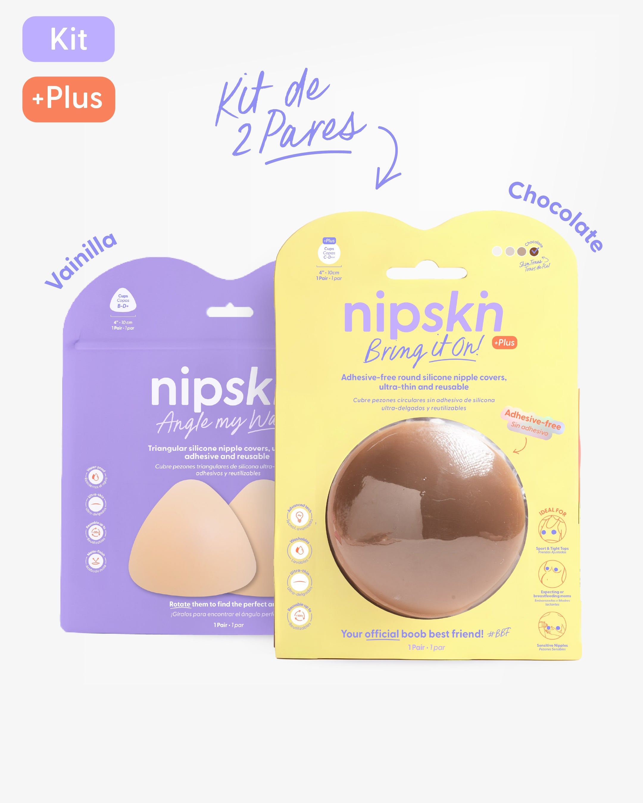 Kit Cubre pezones Sin Adhesivo + Triangular | Nipskin®