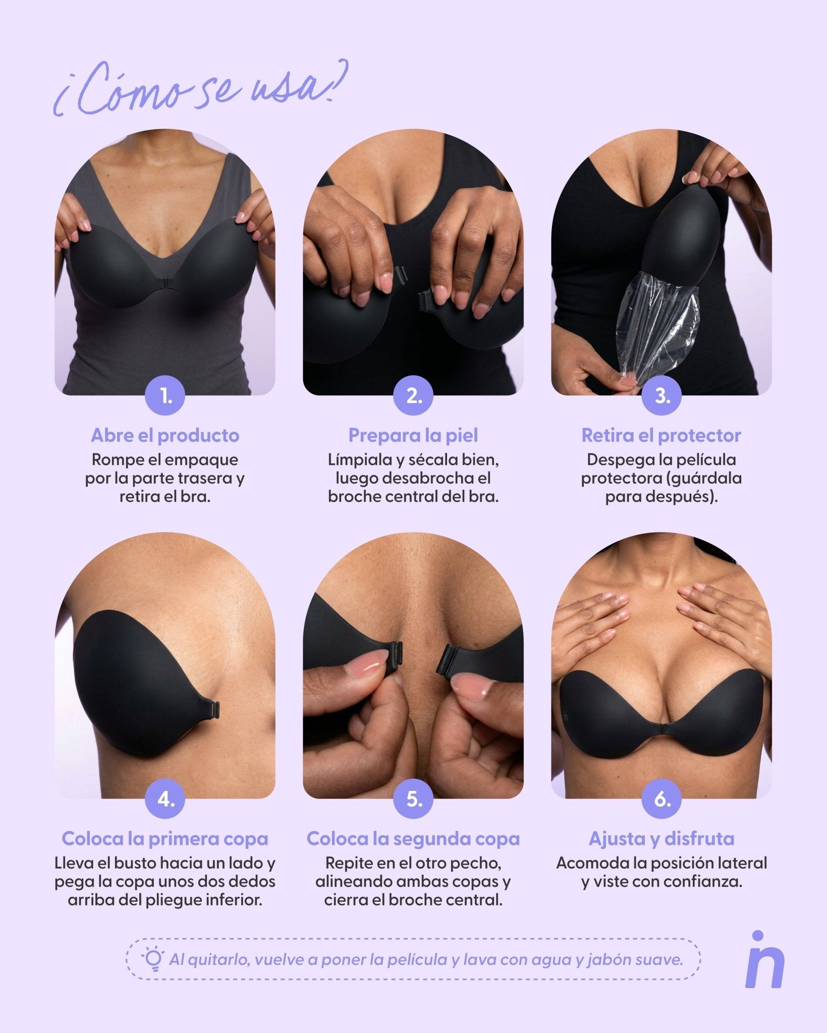 Brasier Invisible Adhesivo de Silicona Negro más Estuche - Nipskin®