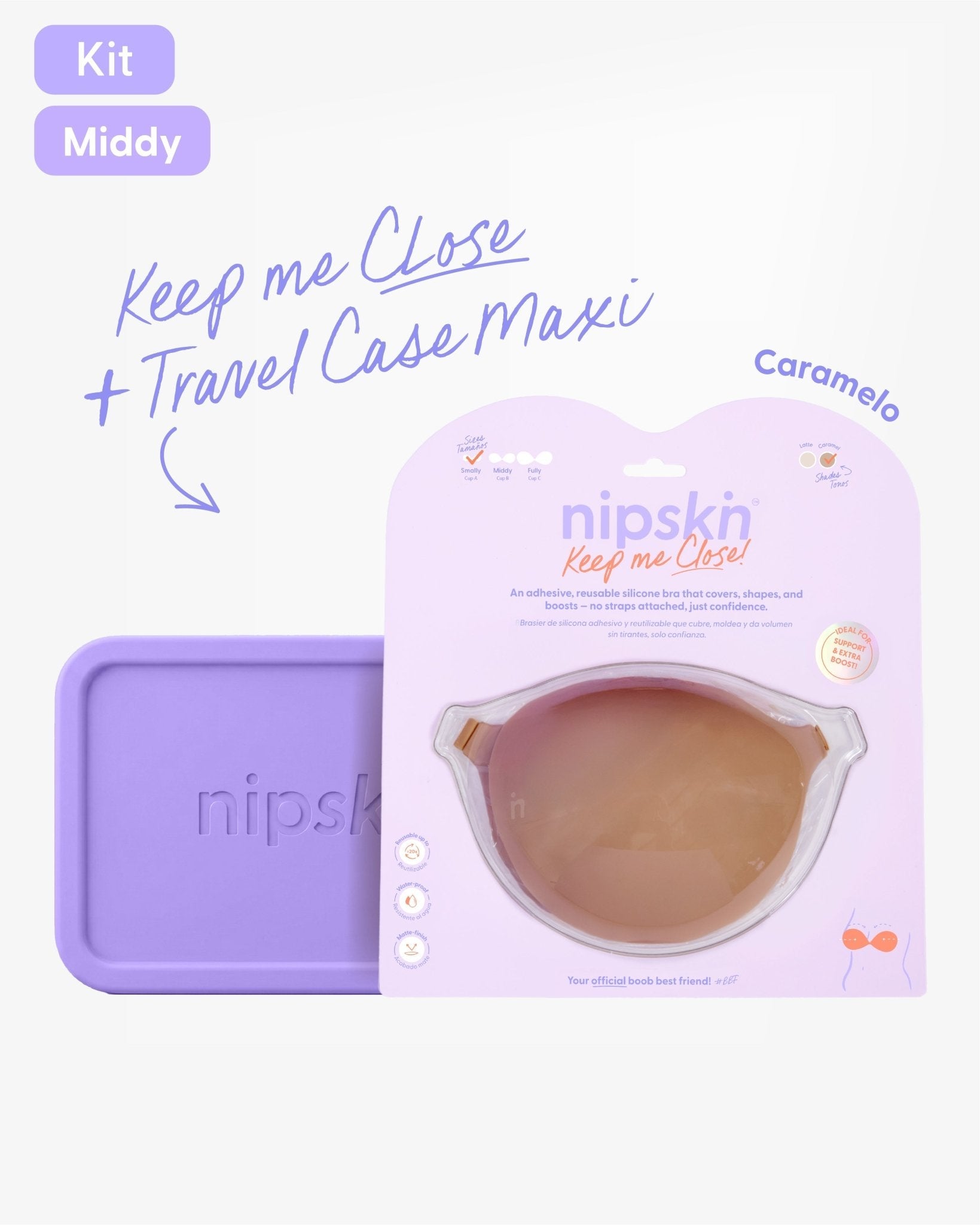 Brasier Invisible Adhesivo de Silicona Negro más Estuche - Nipskin®
