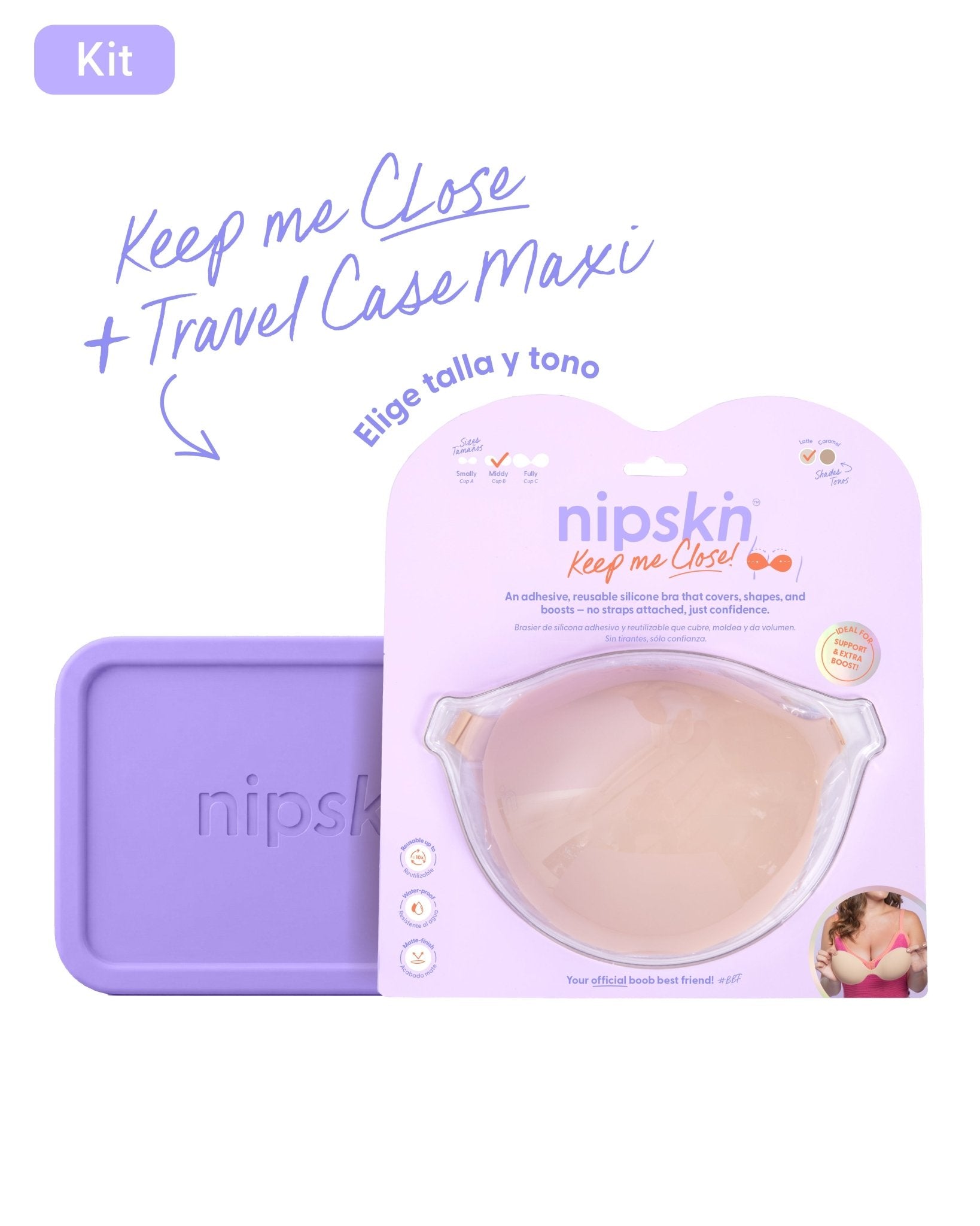 Brasier Invisible Adhesivo de Silicona Negro más Estuche - Nipskin®