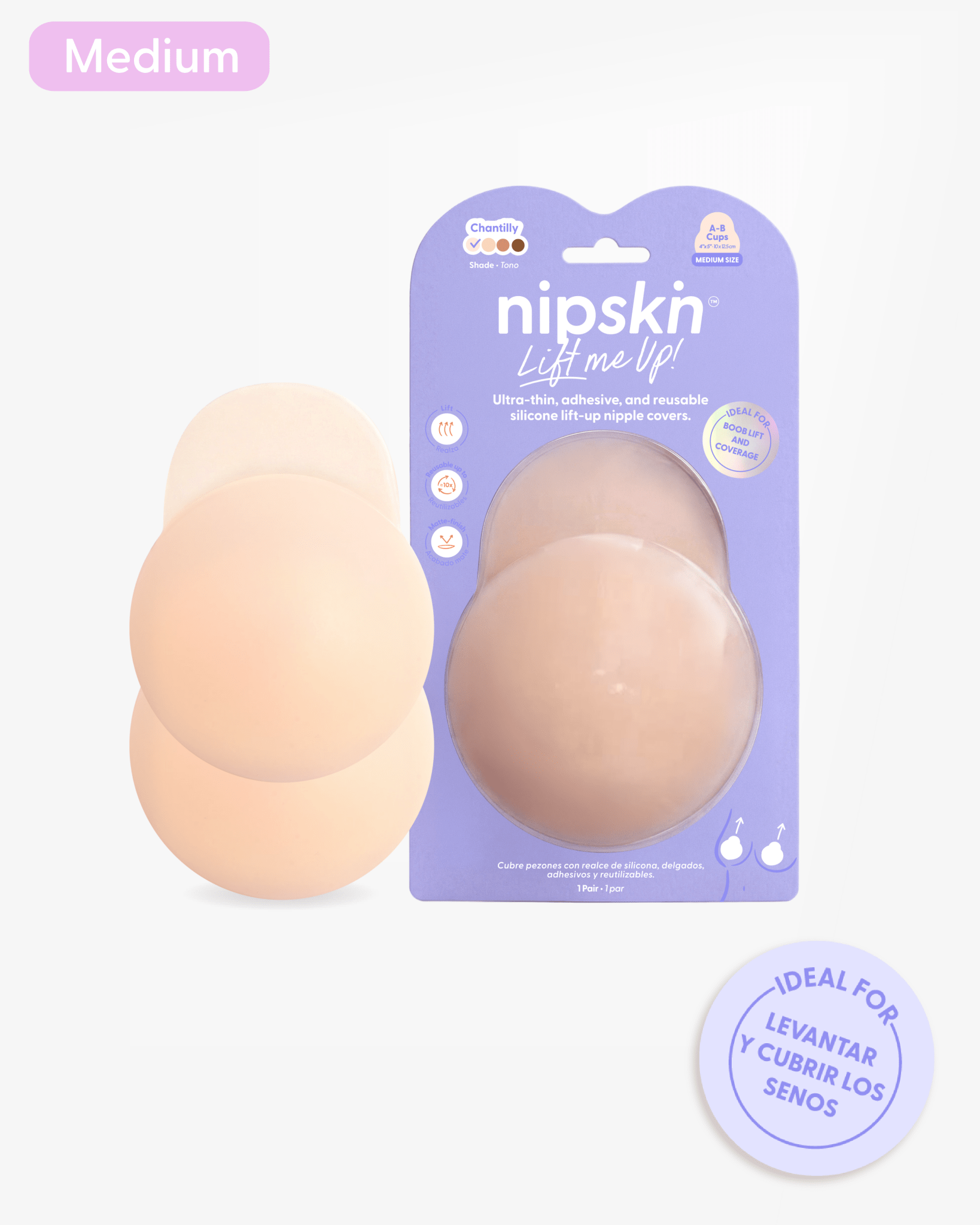 Copas Adhesivas Lift Me Up Nipskin® — silicona de grado médico para levantar y sostener el busto sin brasier