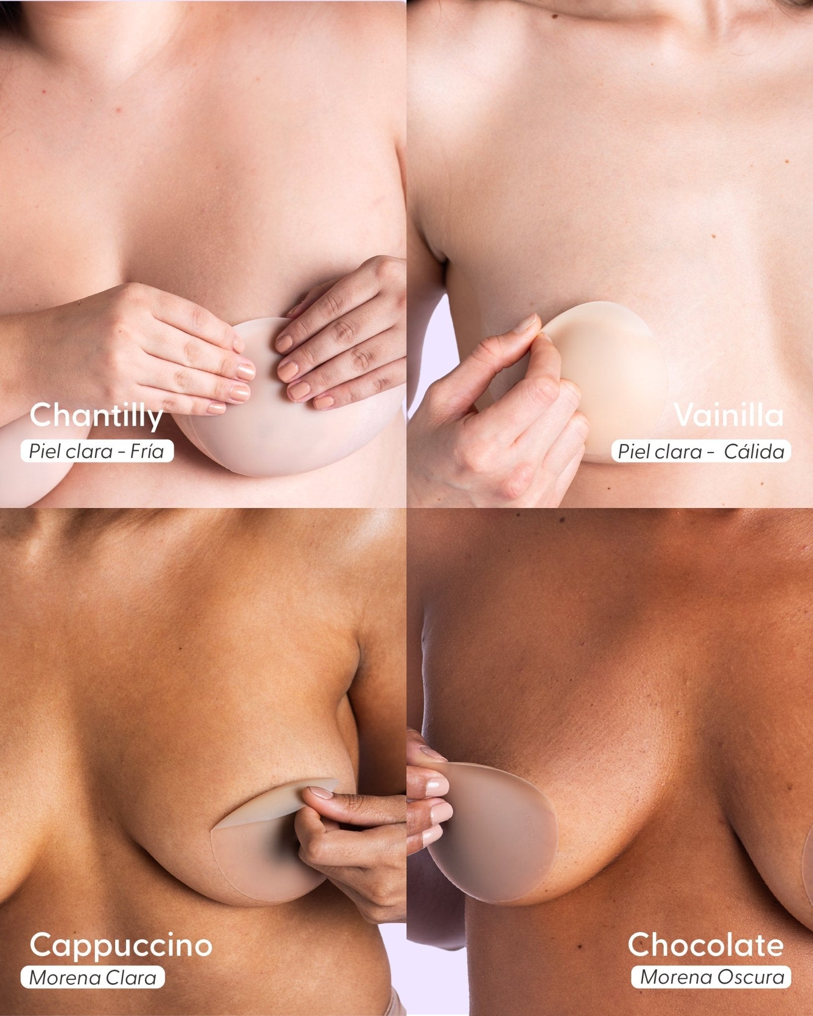 Copas de Silicona para Senos Nipskin® del bundle — silicona grado médico, 4 tonos de piel, reutilizables