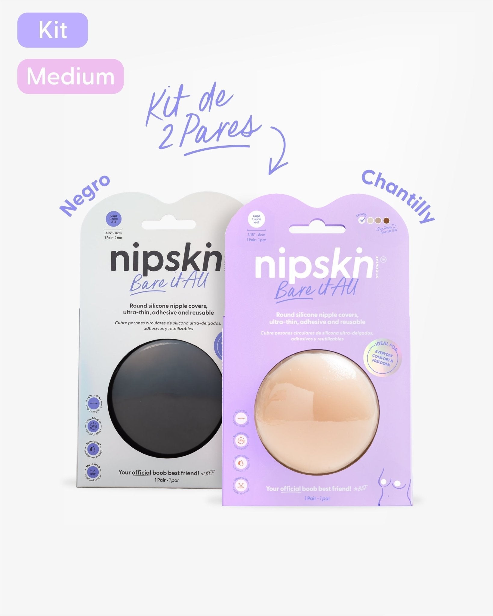Bundle Copas de Silicona para Senos + Bare it All Negro Nipskin® — cobertura y realce en un solo kit
