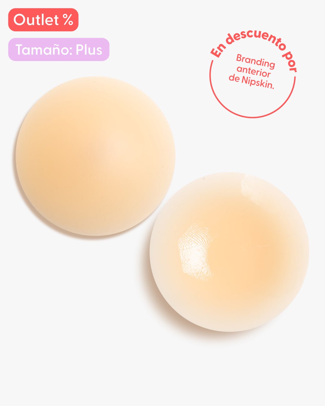 Cubrepezones reutilizables Nipskin tono Vainilla talla Plus, empaque edición anterior de marca