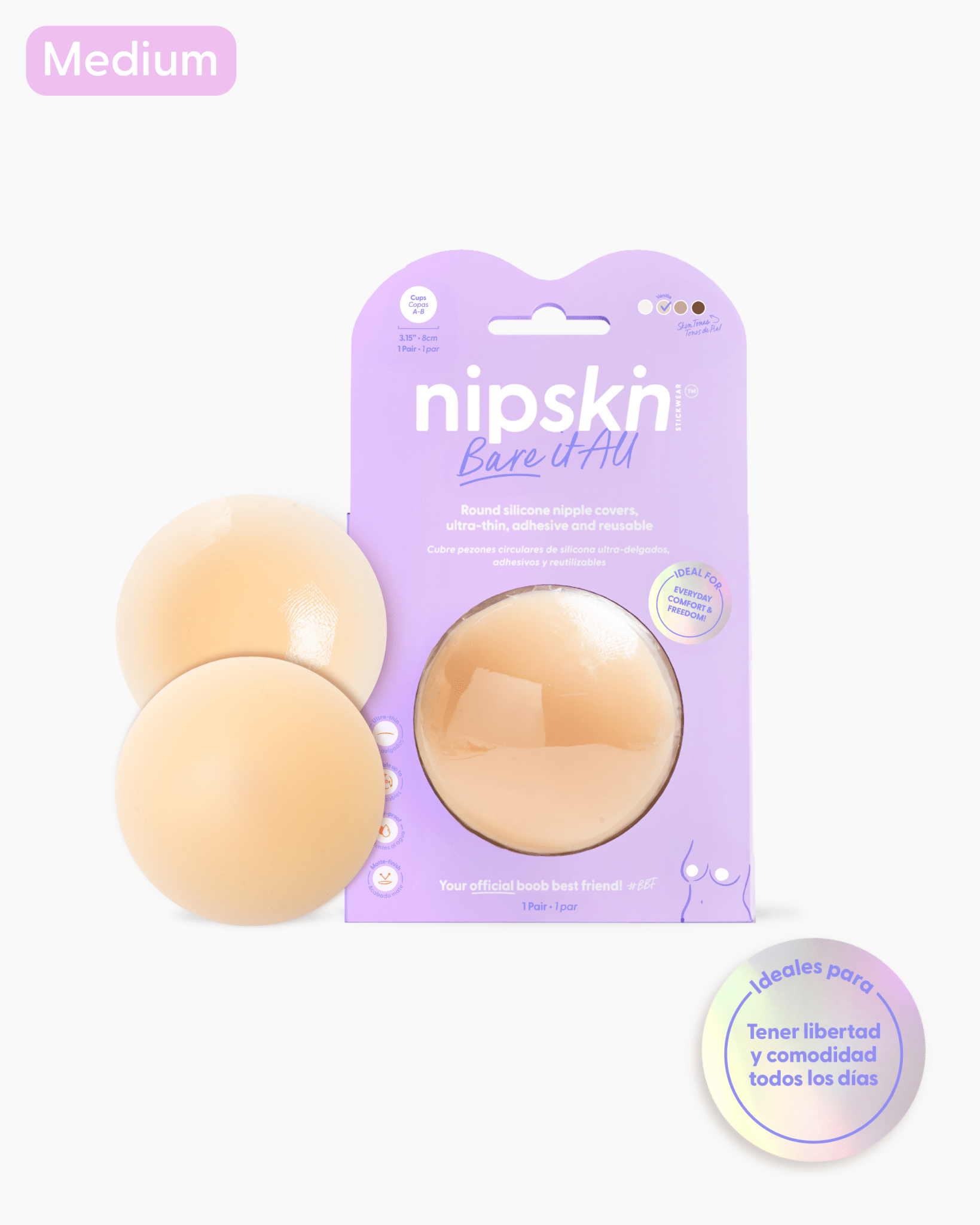 Cubrepezones de Silicona Reutilizable, Bare It All - Nipskin®