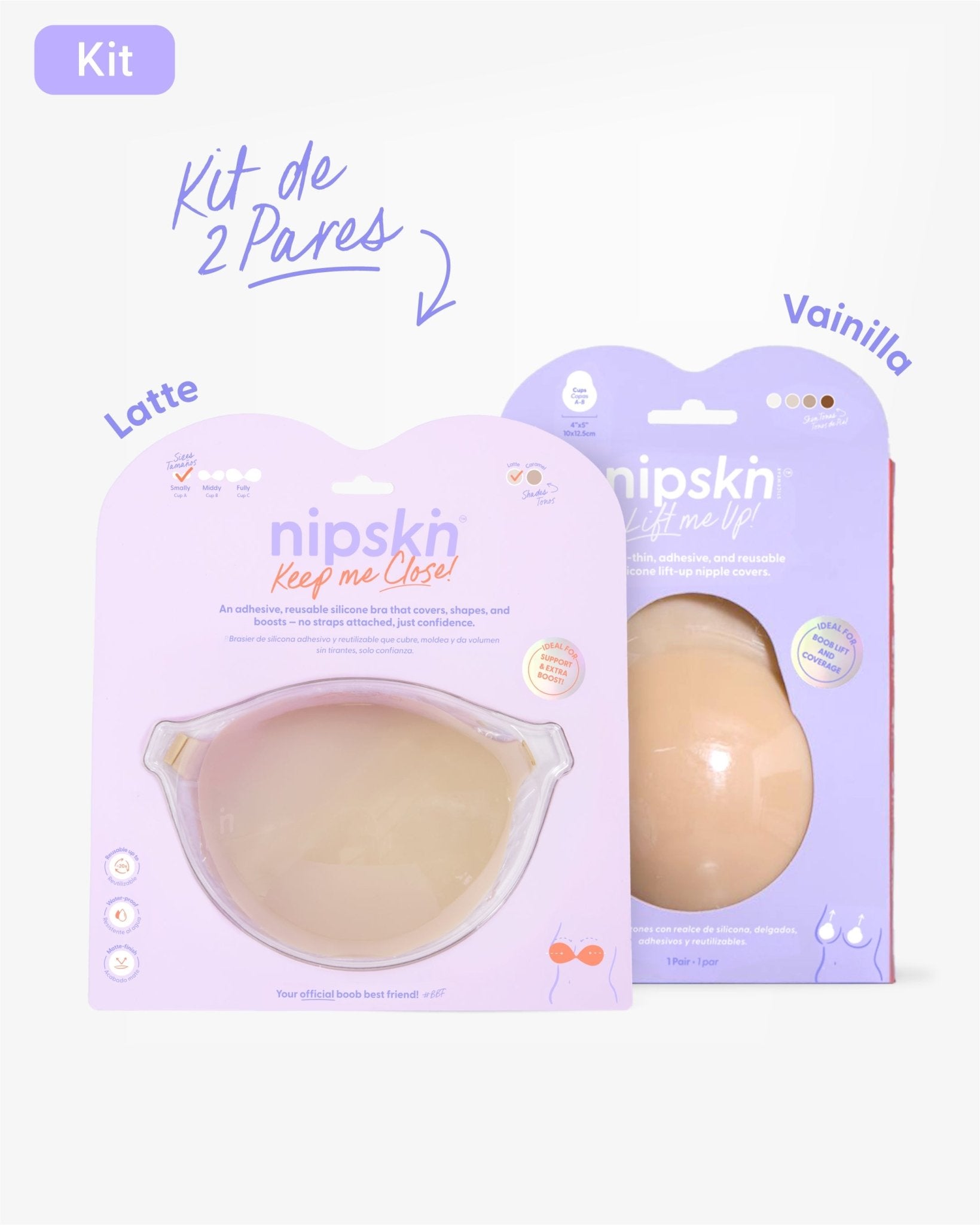 Kit Brasier Adhesivo + Copas Adhesivas en Silicona Para Levantar busto (Talla M) - Nipskin®