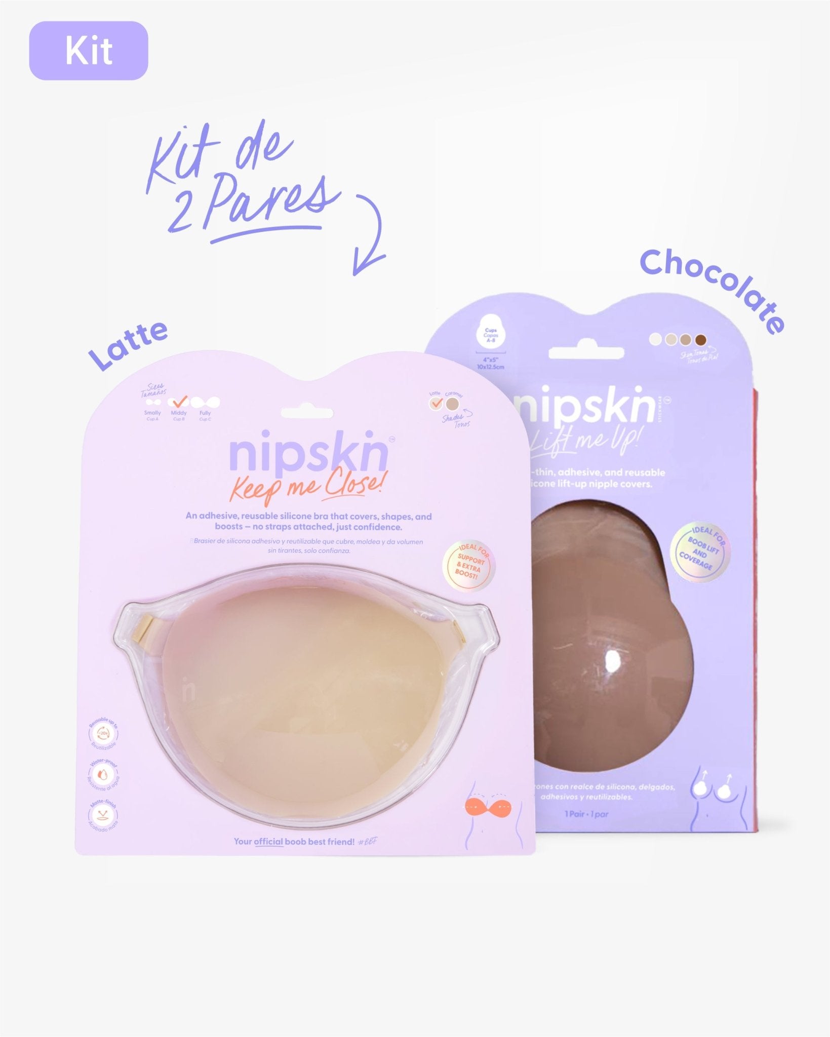 Kit Brasier Adhesivo + Copas Adhesivas en Silicona Para Levantar busto (Talla M) - Nipskin®