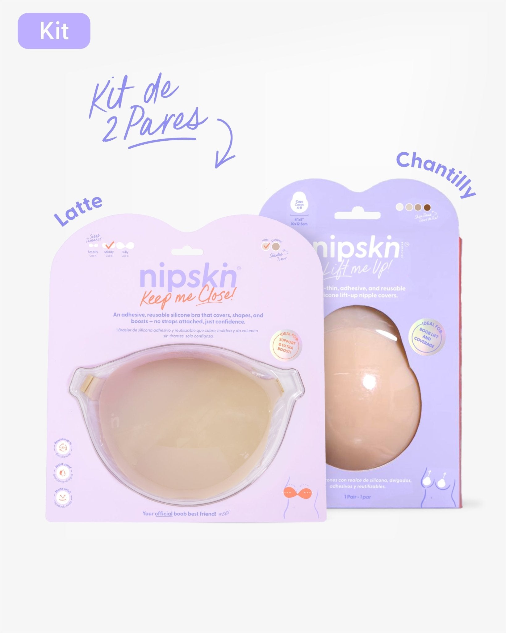Kit Brasier Adhesivo + Copas Adhesivas en Silicona Para Levantar busto (Talla M) - Nipskin®