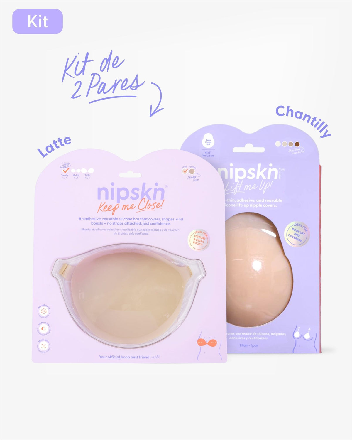 Kit Brasier Adhesivo + Copas Adhesivas en Silicona Para Levantar busto (Talla M) - Nipskin®