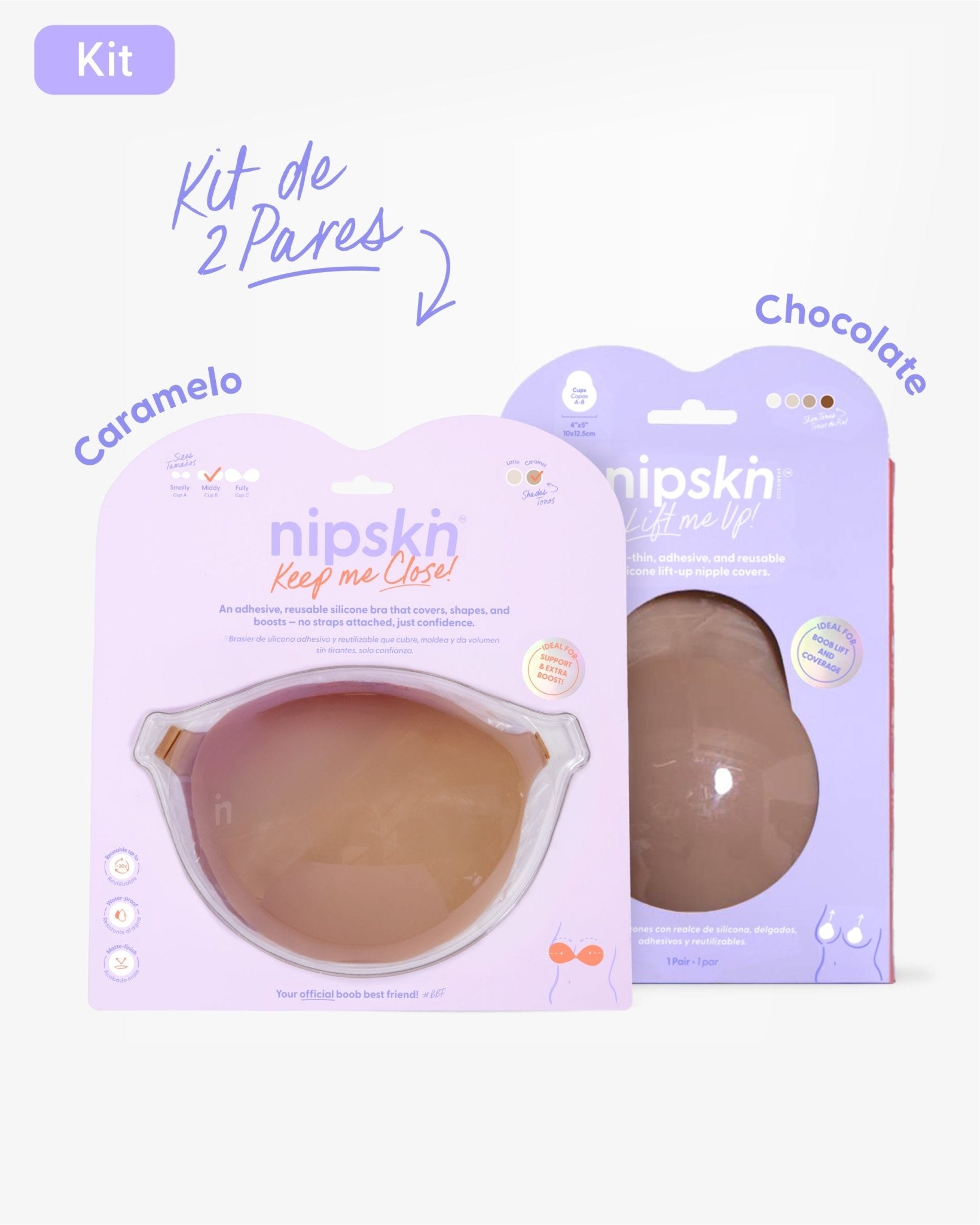 Kit Brasier Adhesivo + Copas Adhesivas en Silicona Para Levantar busto (Talla M) - Nipskin®