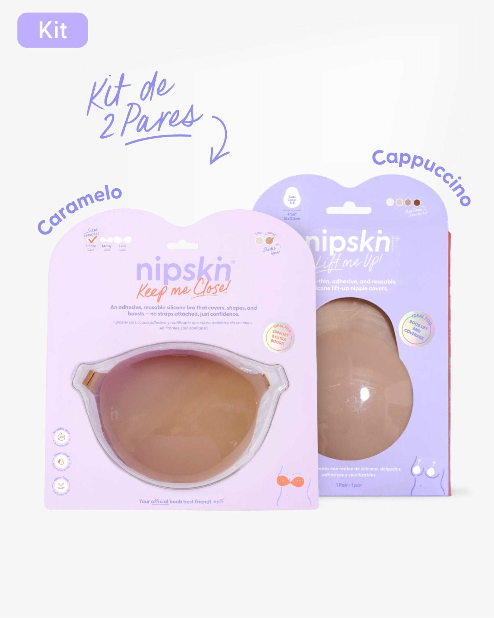 Kit Brasier Adhesivo + Copas Adhesivas en Silicona Para Levantar busto (Talla M) - Nipskin®