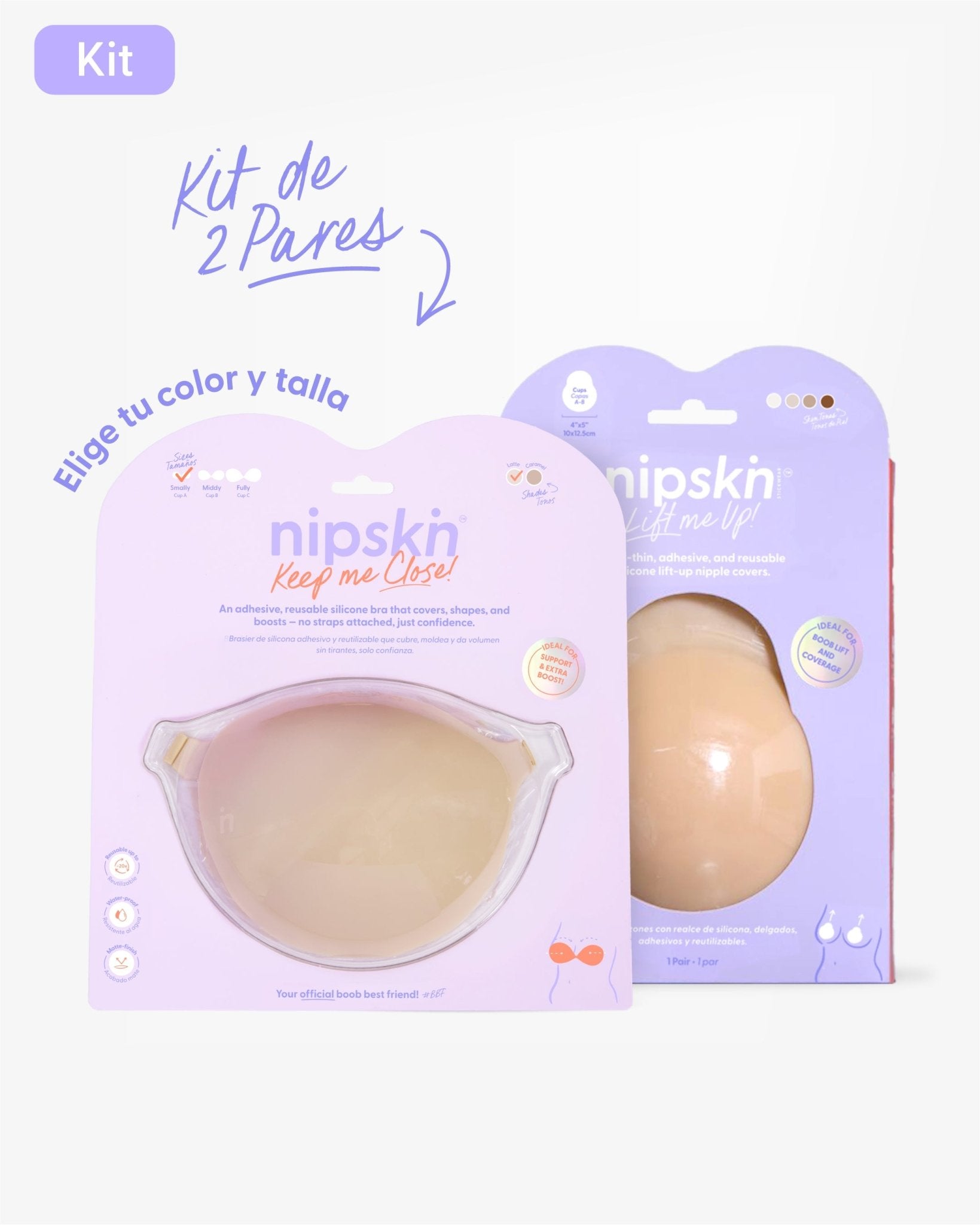 Kit Brasier Adhesivo + Copas Adhesivas en Silicona Para Levantar busto (Talla M) - Nipskin®