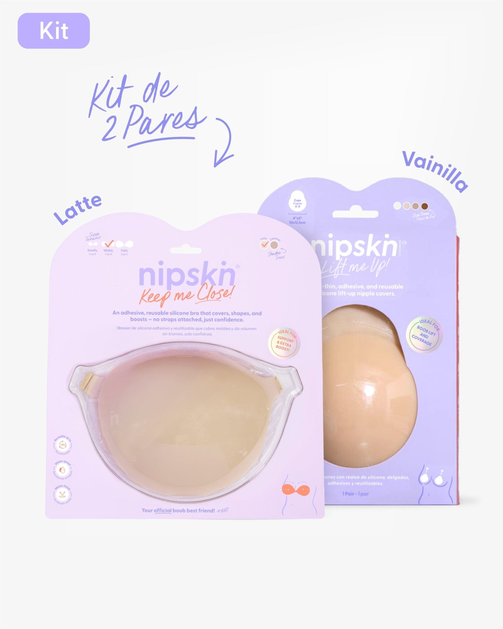 Kit Brasier Adhesivo + Copas Adhesivas en Silicona Para Levantar busto (Talla M) - Nipskin®