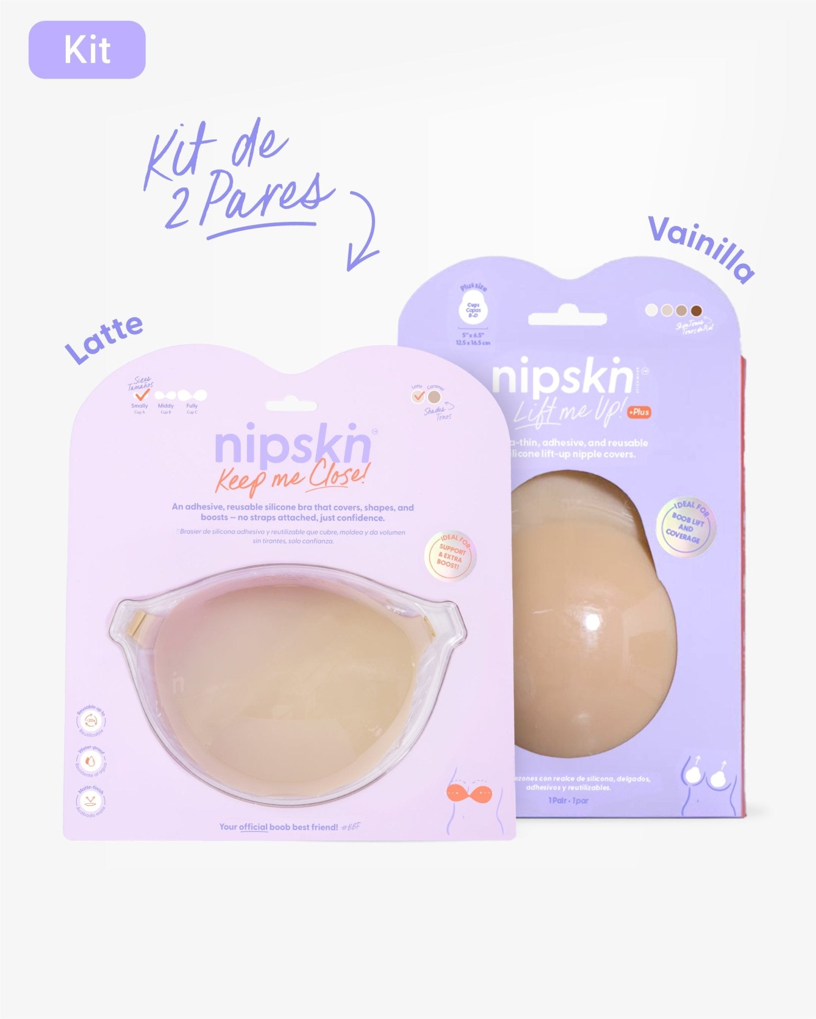 Kit Brasier Adhesivo + Copas Adhesivas en Silicona Para Levantar busto (Talla PLUS) - Nipskin®