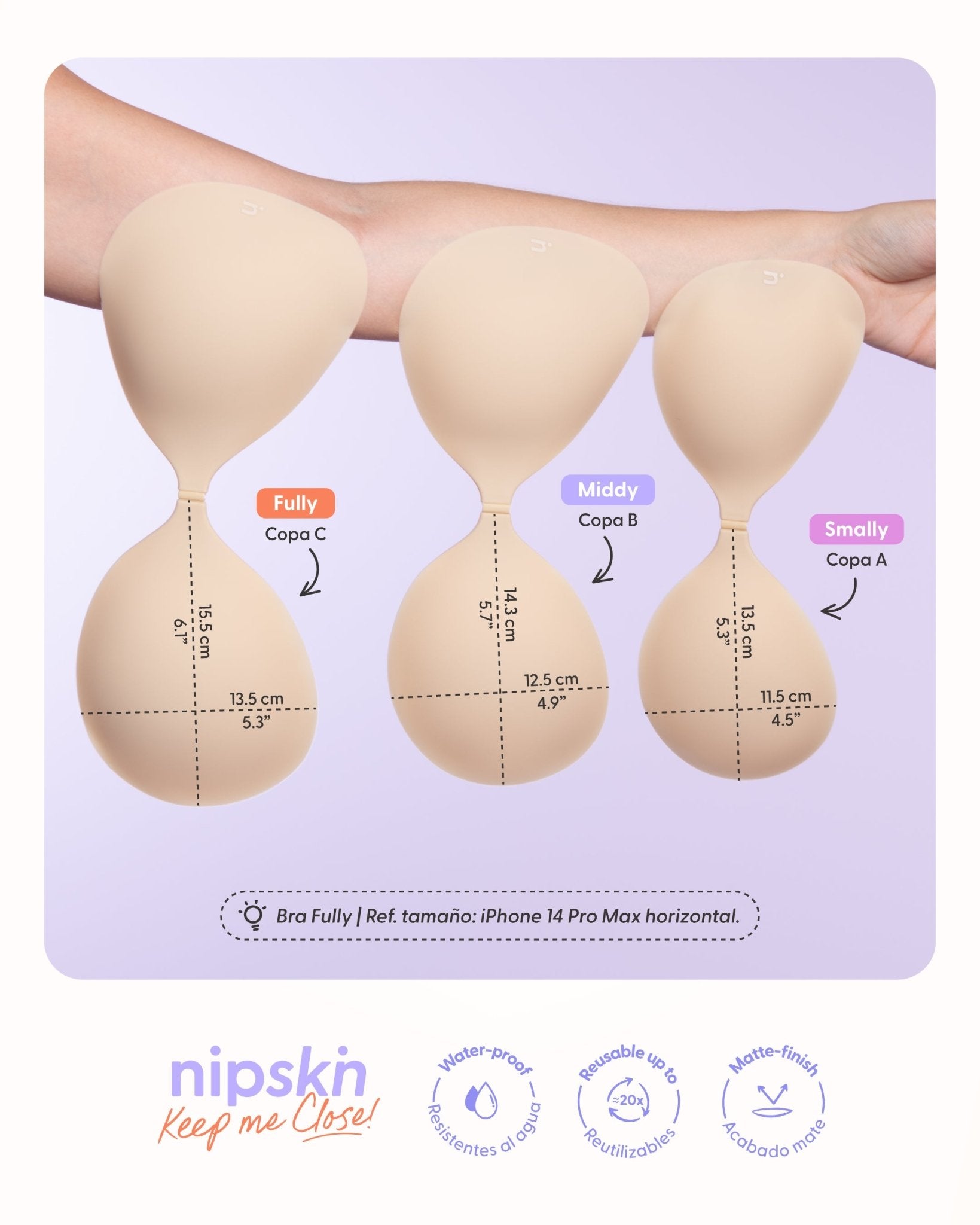 Kit Brasier Adhesivo + Copas Adhesivas en Silicona Para Levantar busto (Talla PLUS) - Nipskin®