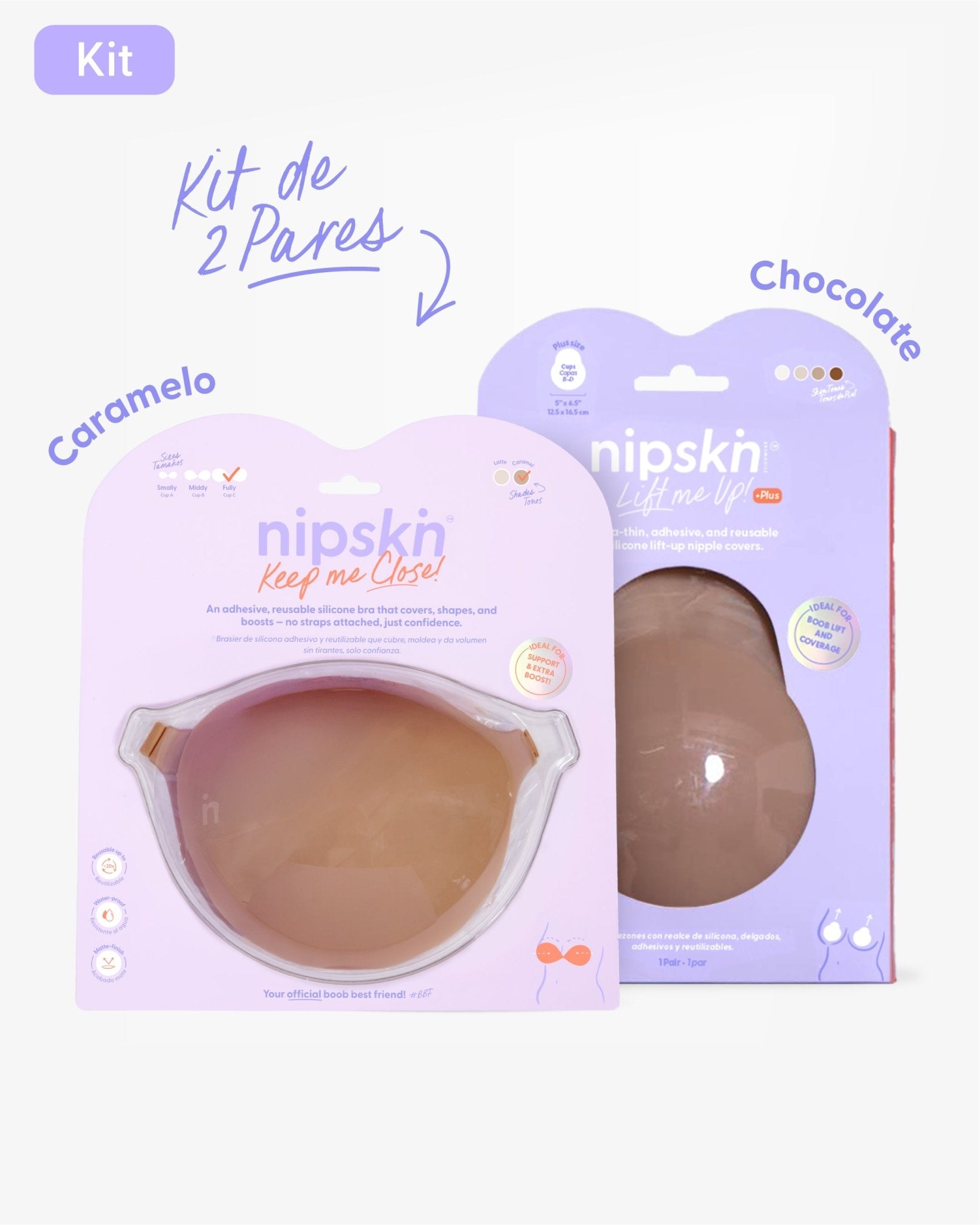 Kit Brasier Adhesivo + Copas Adhesivas en Silicona Para Levantar busto (Talla PLUS) - Nipskin®