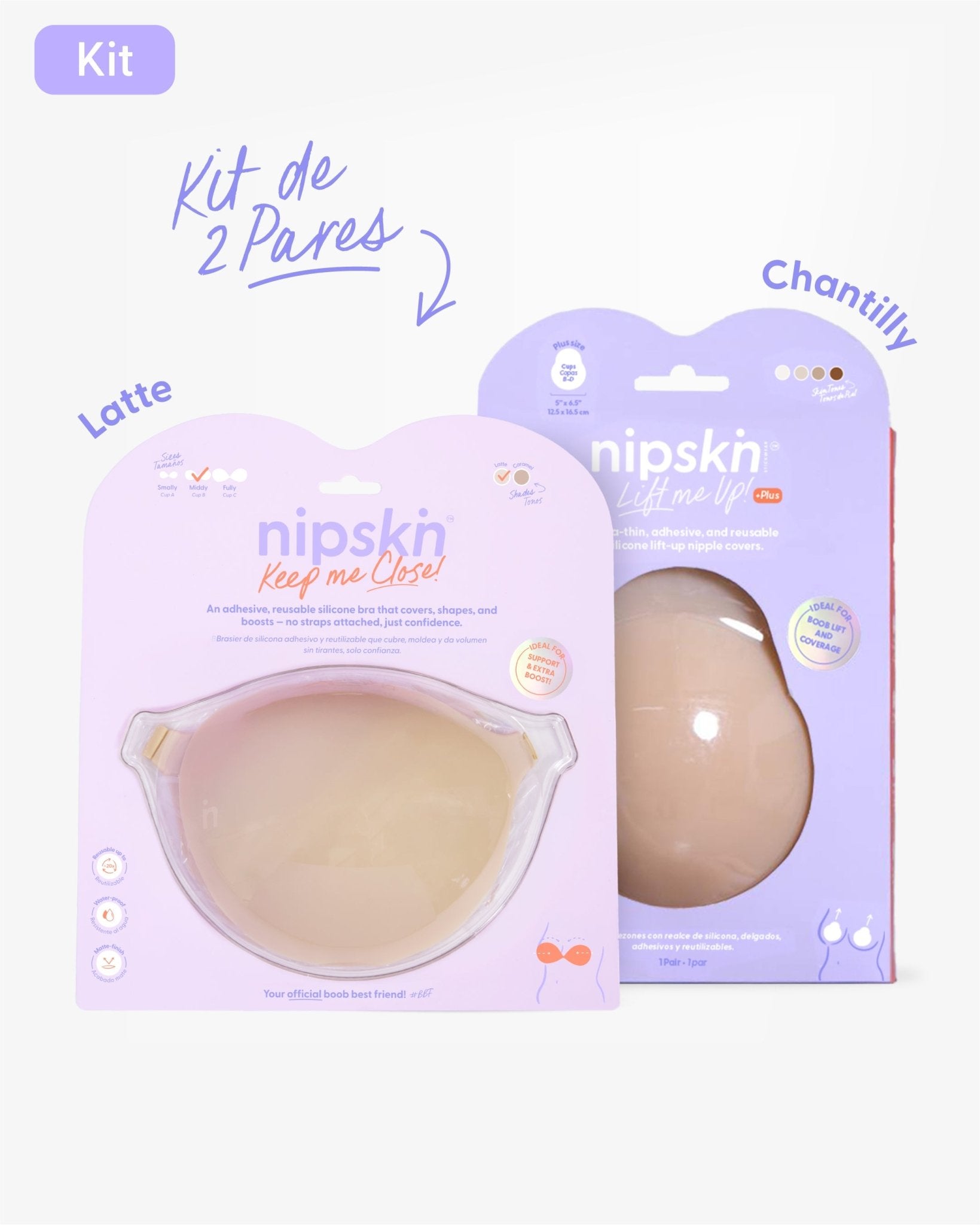Kit Brasier Adhesivo + Copas Adhesivas en Silicona Para Levantar busto (Talla PLUS) - Nipskin®