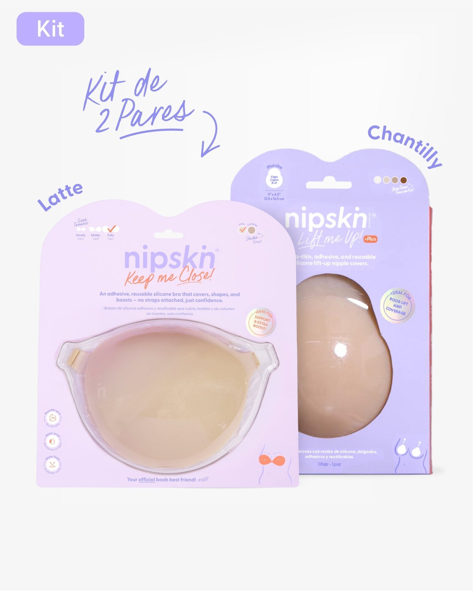 Kit Brasier Adhesivo + Copas Adhesivas en Silicona Para Levantar busto (Talla PLUS) - Nipskin®