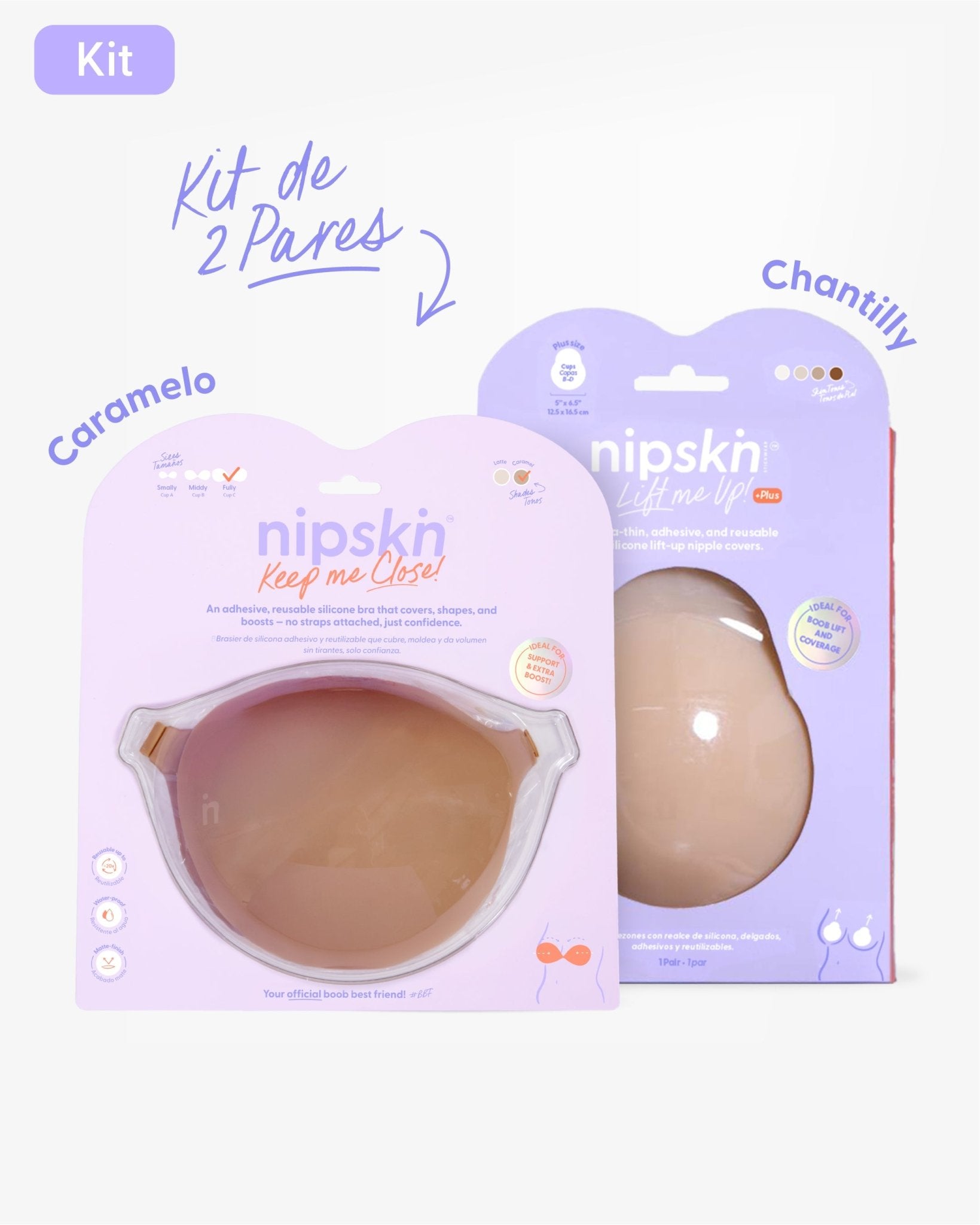 Kit Brasier Adhesivo + Copas Adhesivas en Silicona Para Levantar busto (Talla PLUS) - Nipskin®