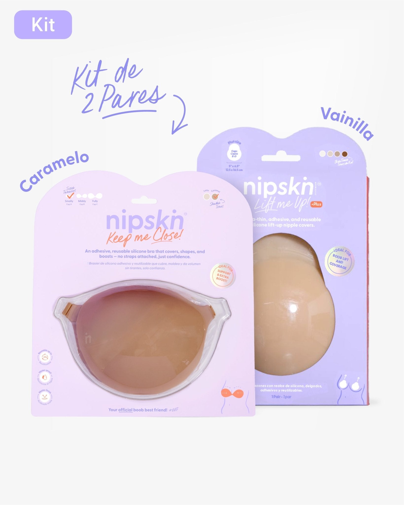 Kit Brasier Adhesivo + Copas Adhesivas en Silicona Para Levantar busto (Talla PLUS) - Nipskin®