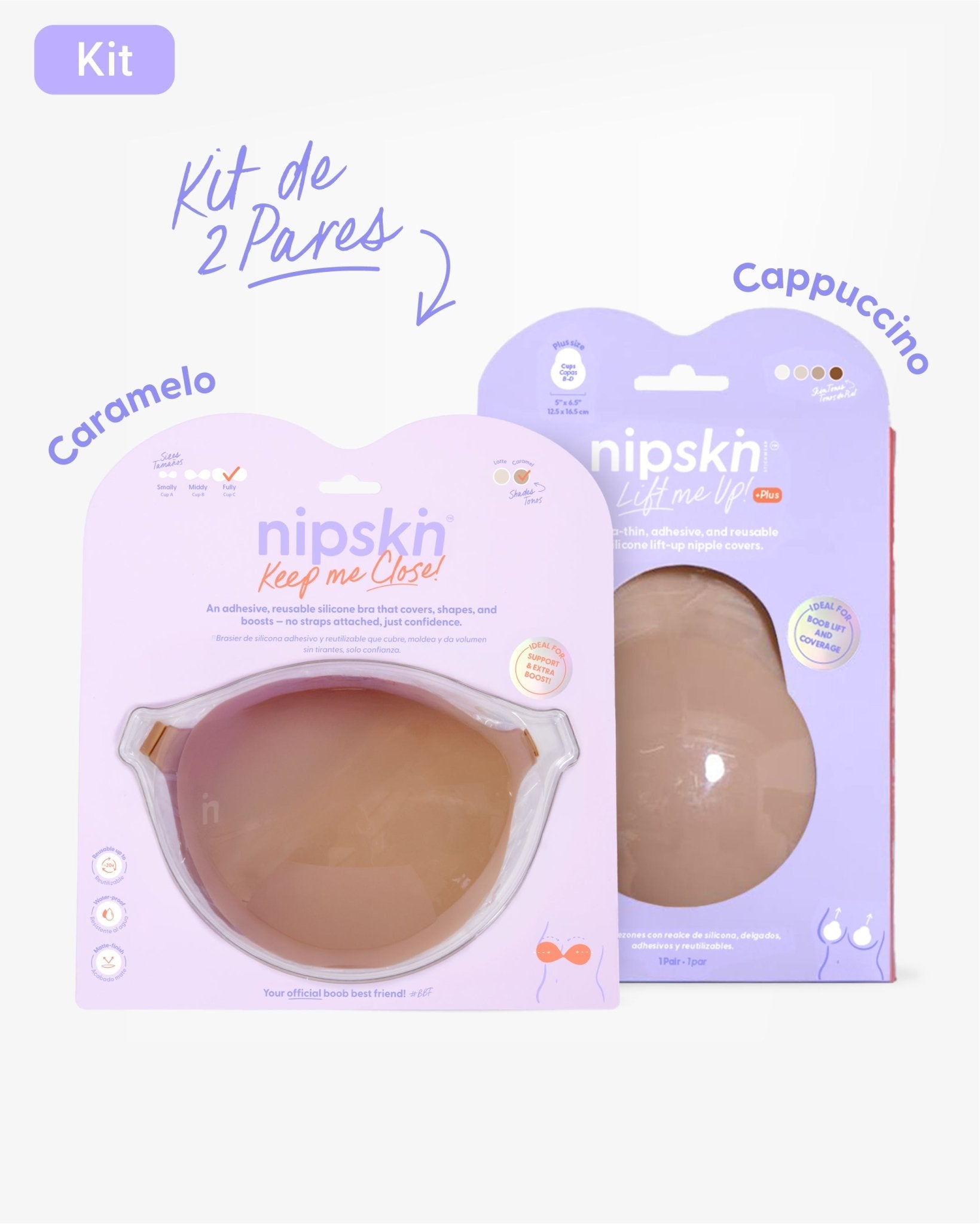 Kit Brasier Adhesivo + Copas Adhesivas en Silicona Para Levantar busto (Talla PLUS) - Nipskin®