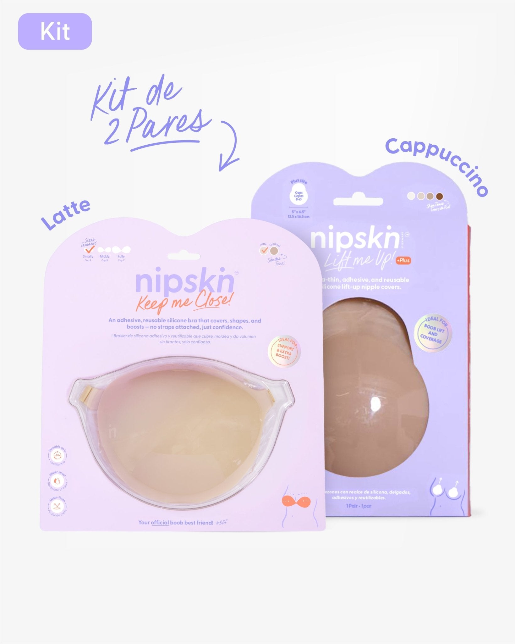 Kit Brasier Adhesivo + Copas Adhesivas en Silicona Para Levantar busto (Talla PLUS) - Nipskin®